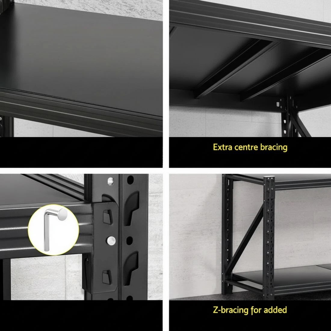 6 Giantz 1.5Mx0.9M Garage Shelving Workbench Warehouse Rack - Black, 6 of 6