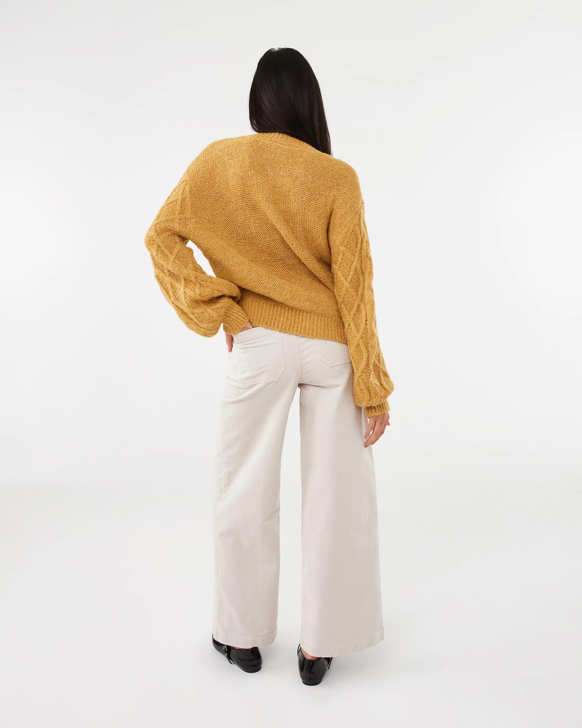 4 Pocket Front Wide Leg Corduroy Pants Ecru, 4 of 7