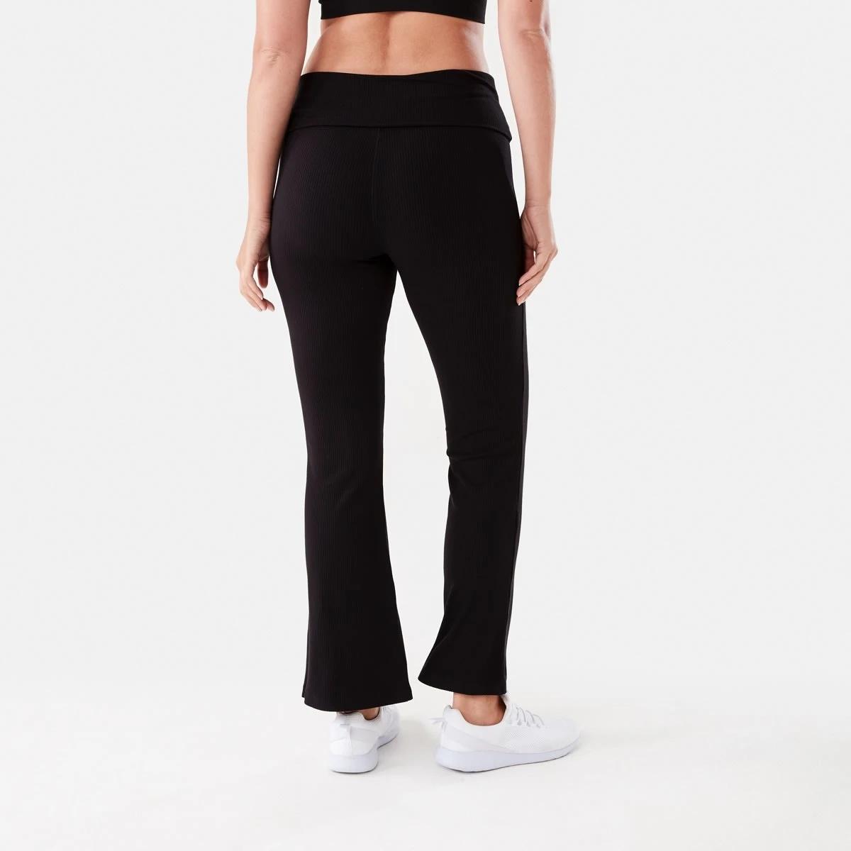 3 Active Womens Folded Waist Flare Pants Black, 3 of 4