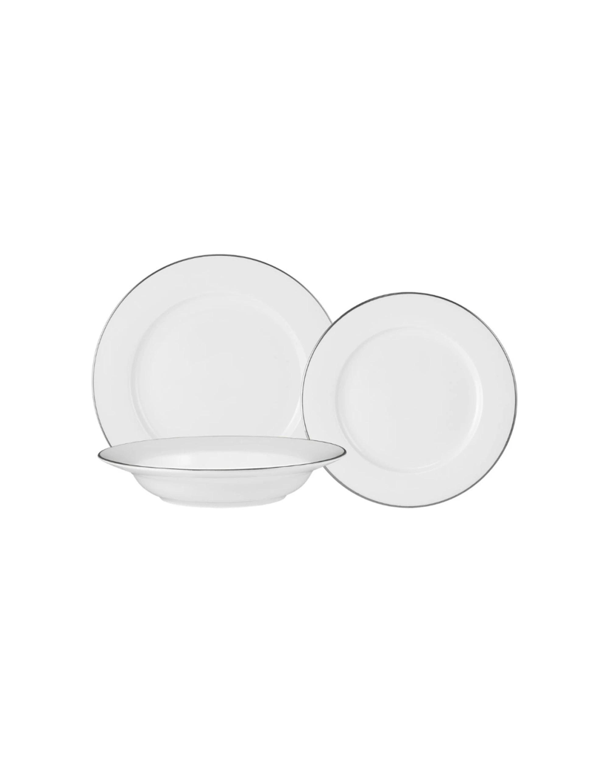 1 Maxwell And Williams 12pc Porcelain Dinner Set Rim Platinum - White, 1 of 1