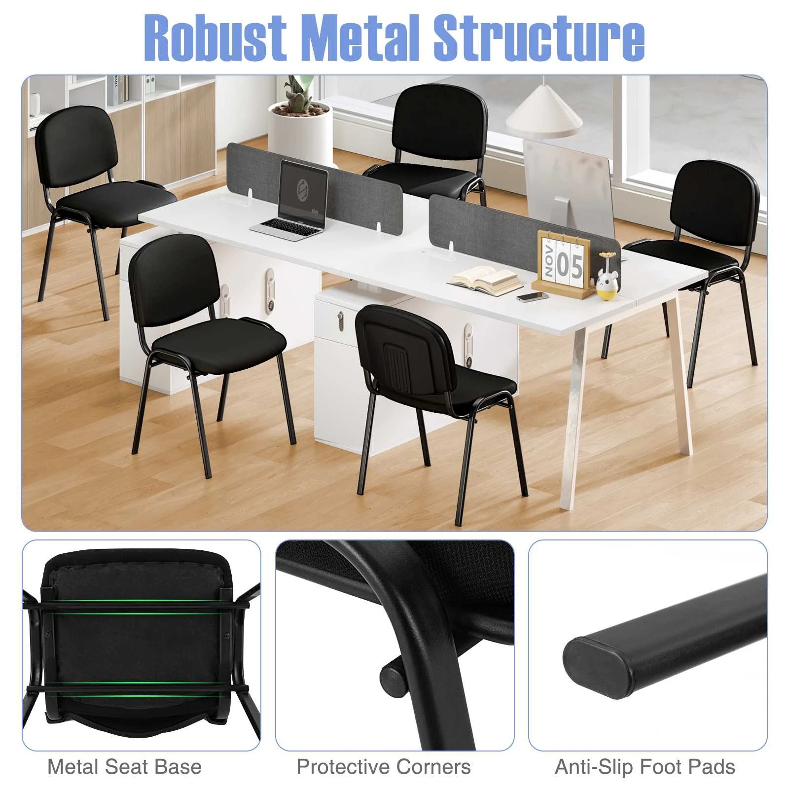 5 Costway 5x Stackable Office Conference Chairs Meeting Reception Chair, 5 of 10