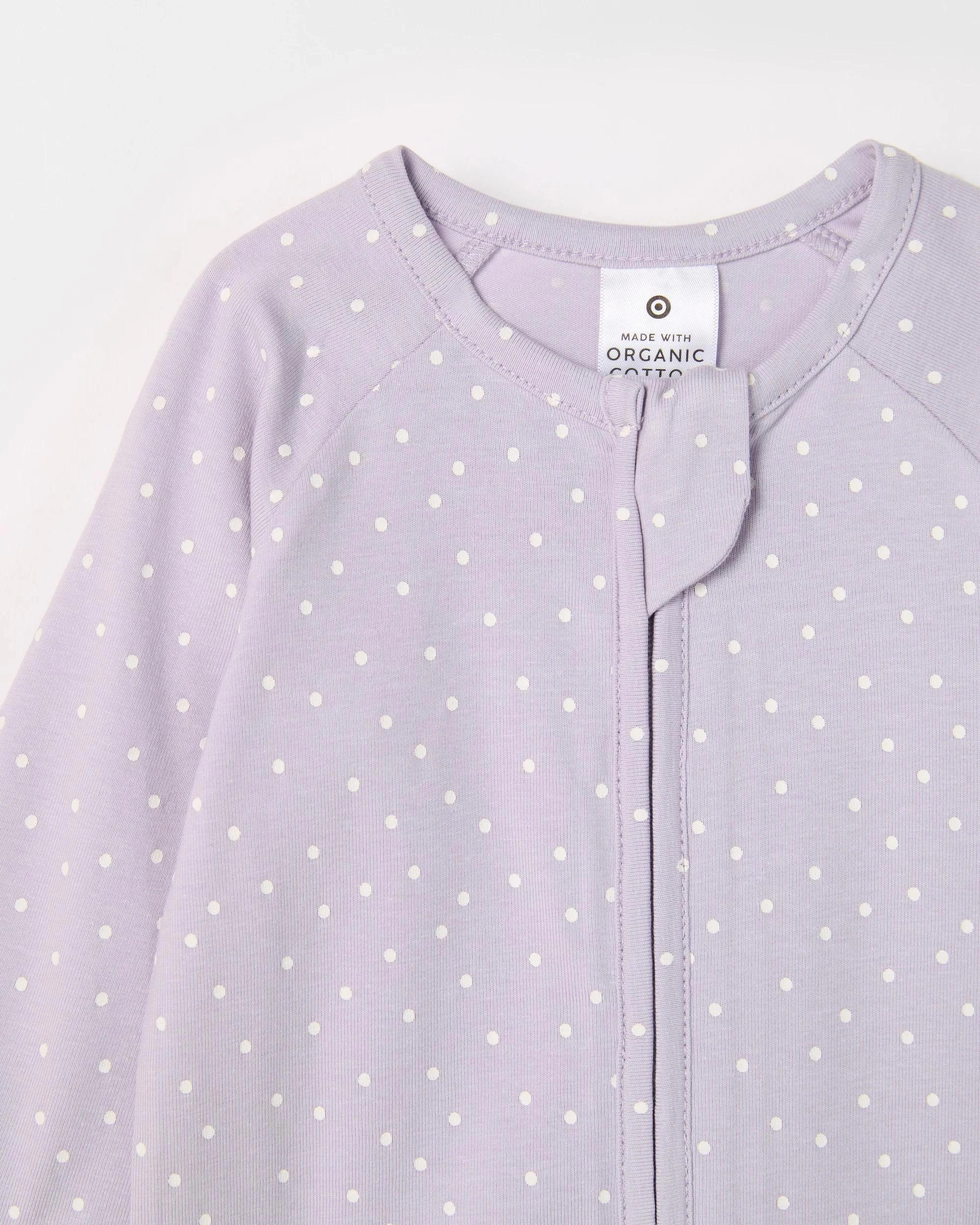 2 Target Baby Baby Organic Cotton Zip Coverall SPOT LILAC, 2 of 2