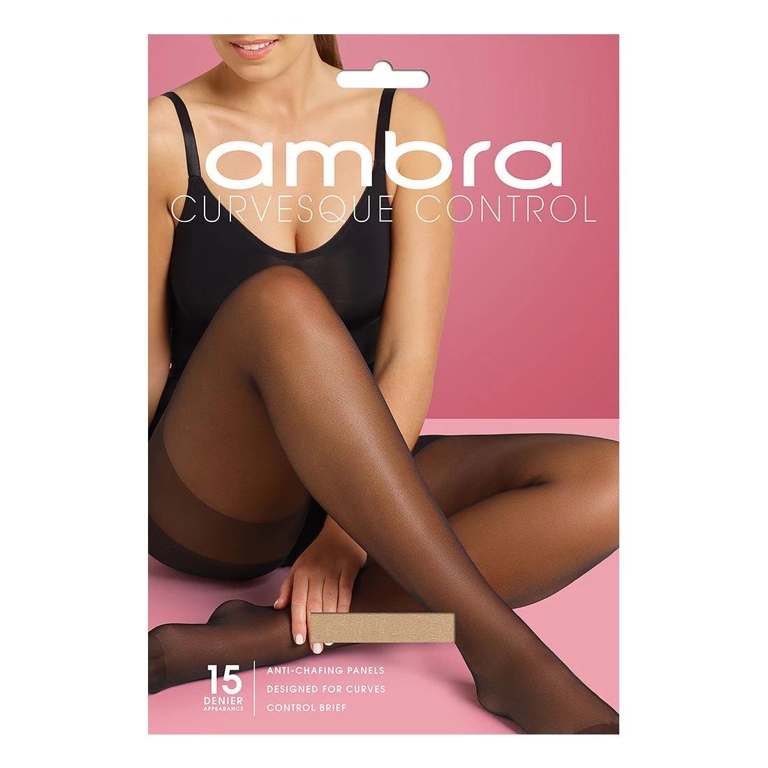 1 Ambra 1 Pack 15 Denier Curvesque Control Pantyhose NATURAL