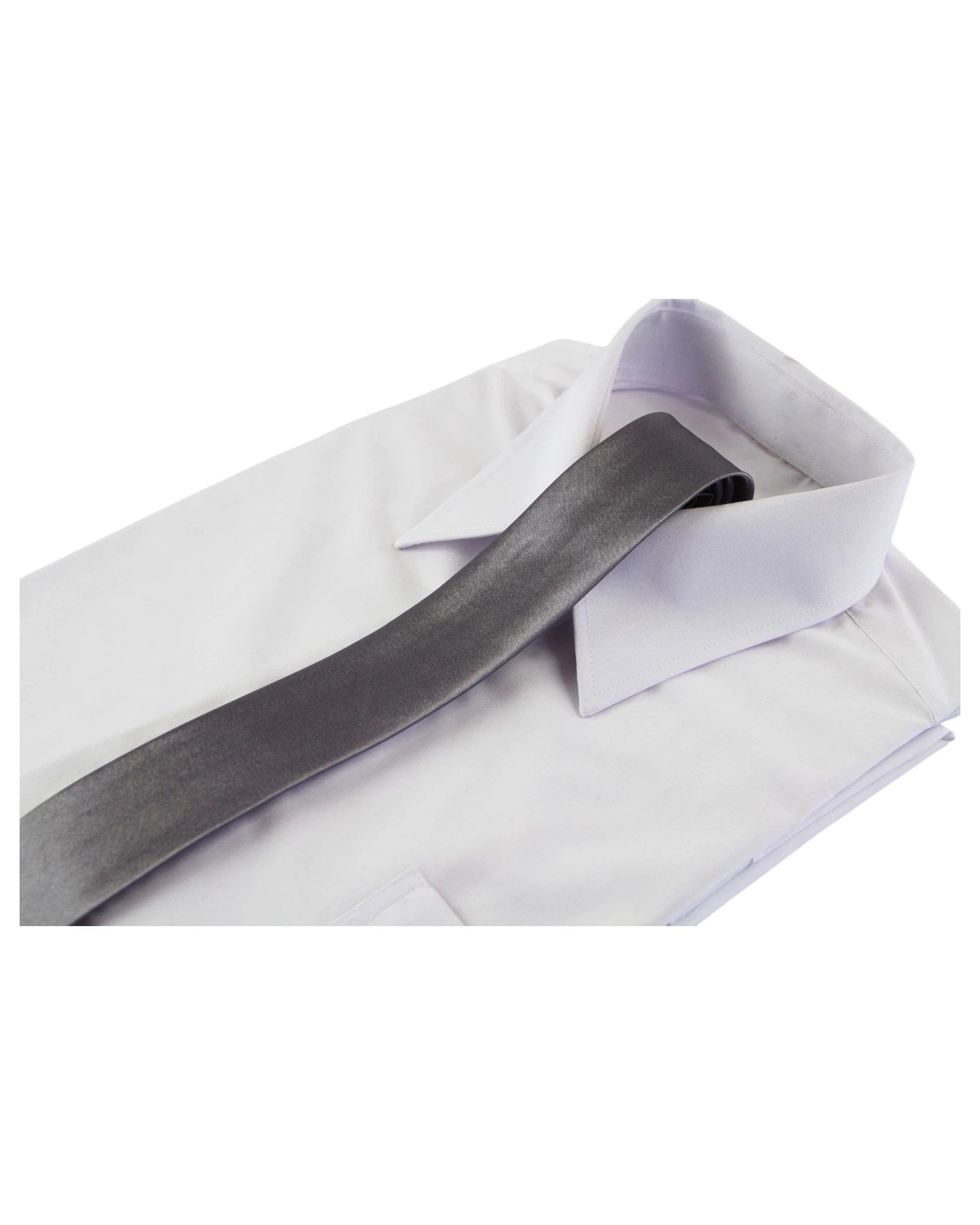 1 Zasel Mens Smooth Rhino 5cm Skinny Plain Neck Tie - Grey, 1 of 4