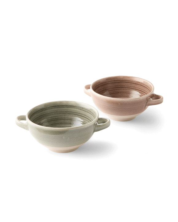 Set of 2 Green and Chocolate Bowls