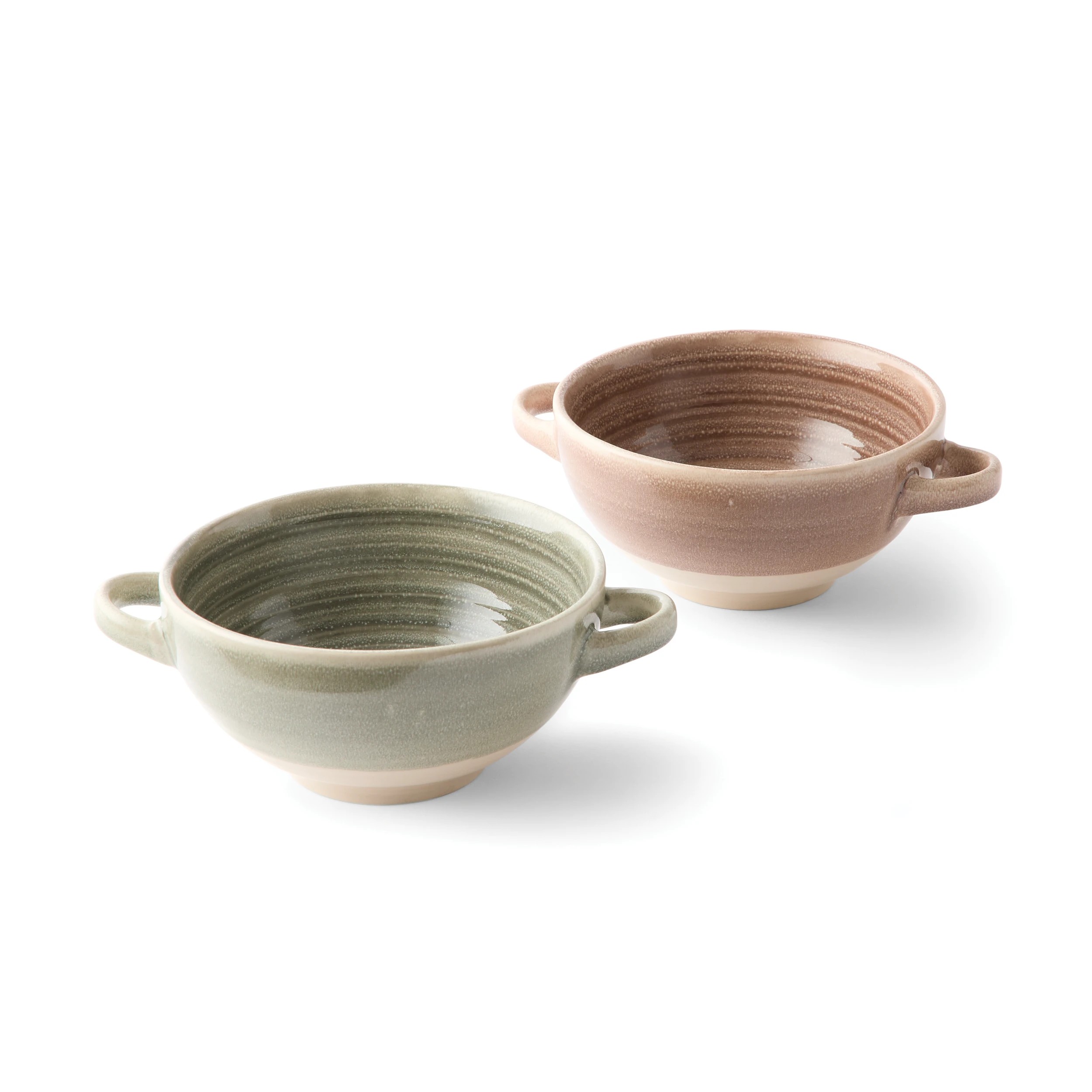 1 Set of 2 Green and Chocolate Bowls, 1 of 10