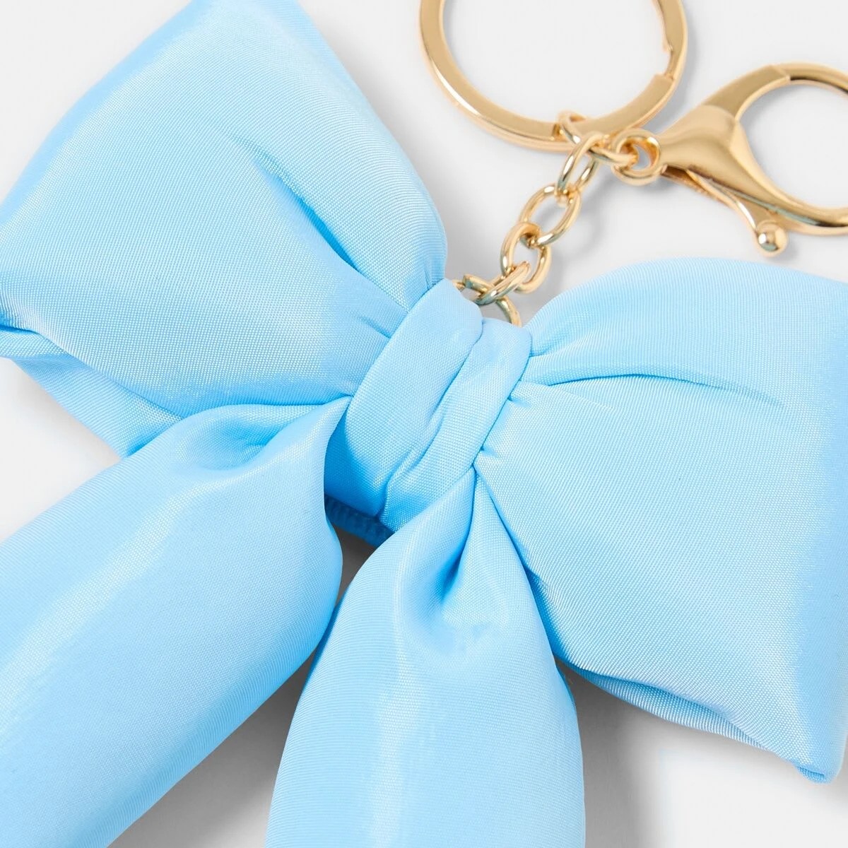 2 Puffy Bow Keyring - Gold Tone and Blue, 2 of 3