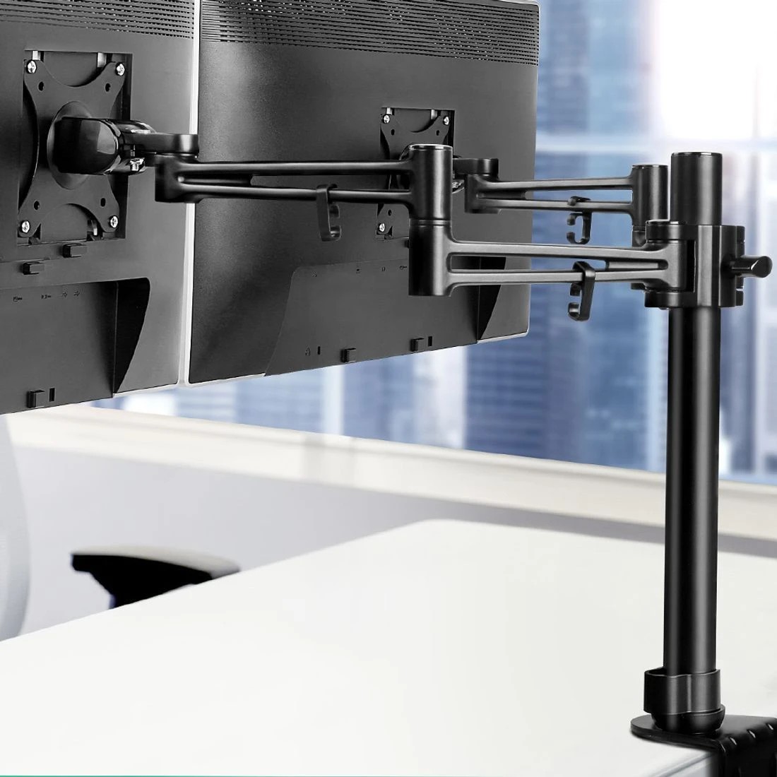 3 Artiss Monitor Arm Dual Desk Mount Screen Holder Bracket - Black, 3 of 10