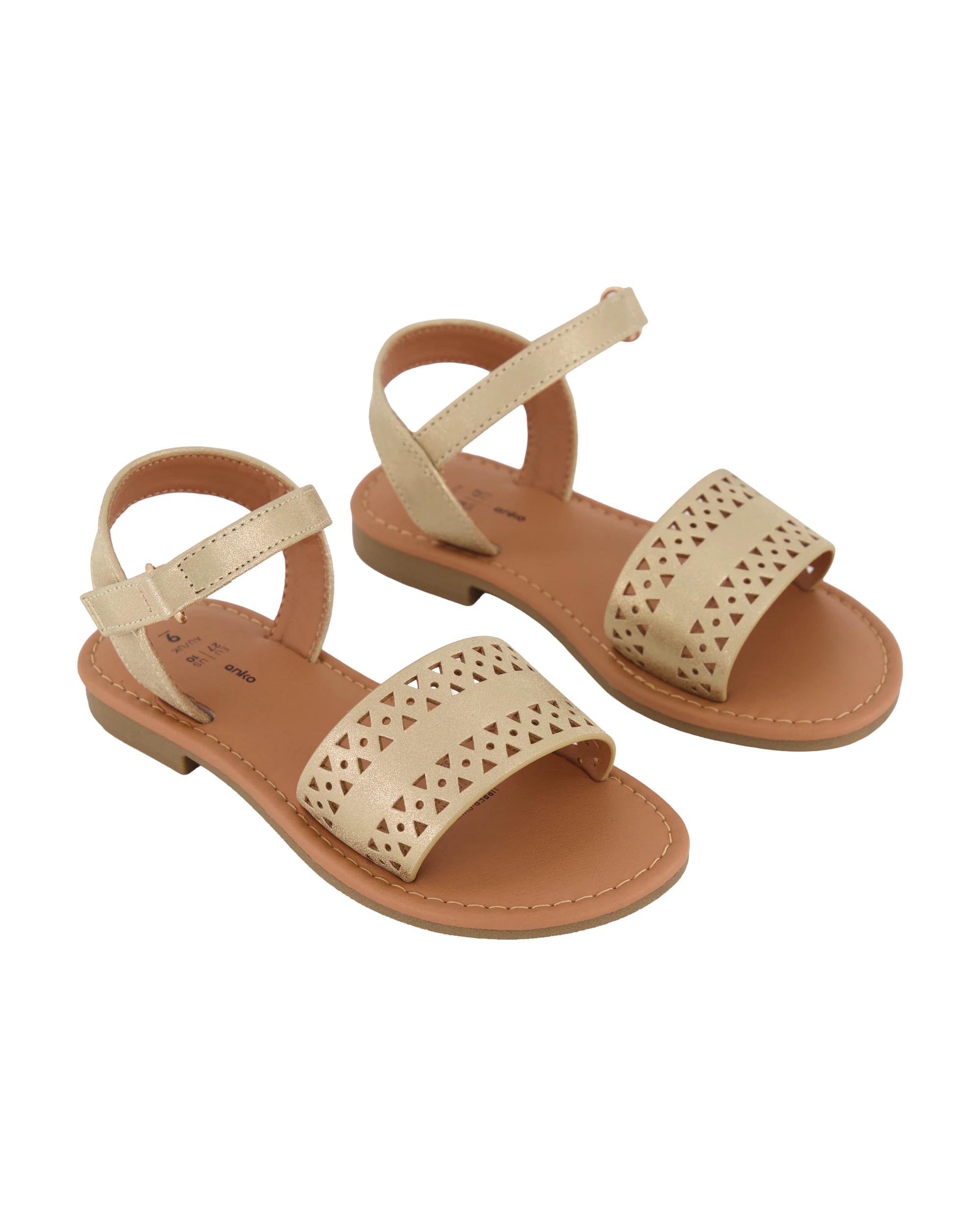 2 Junior Laser Cut Sandals Metallic, 2 of 4