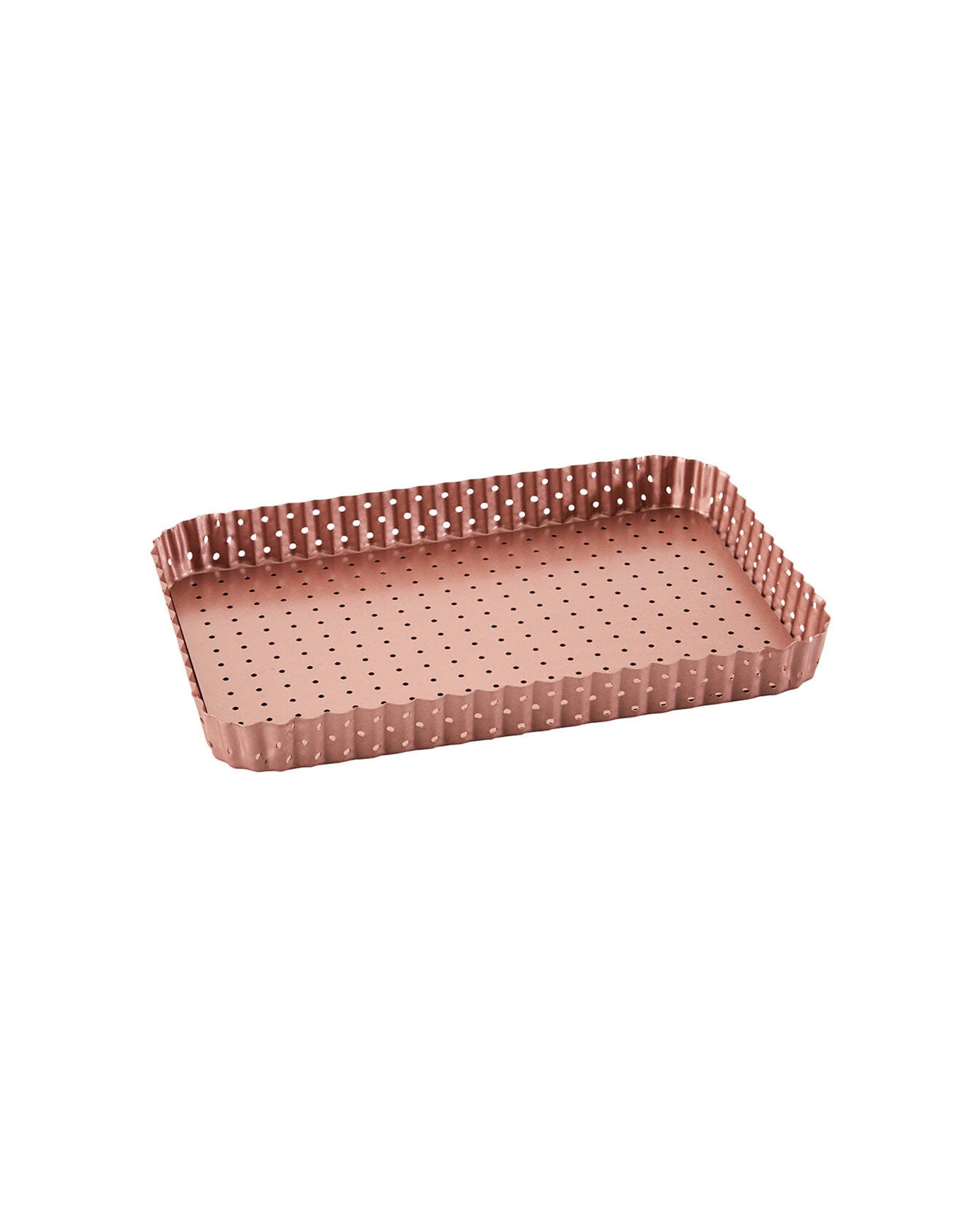 2 Wiltshire Non-Stick Perforated Rectangular Tart Pan 30.5x20cm - Gold, 2 of 3