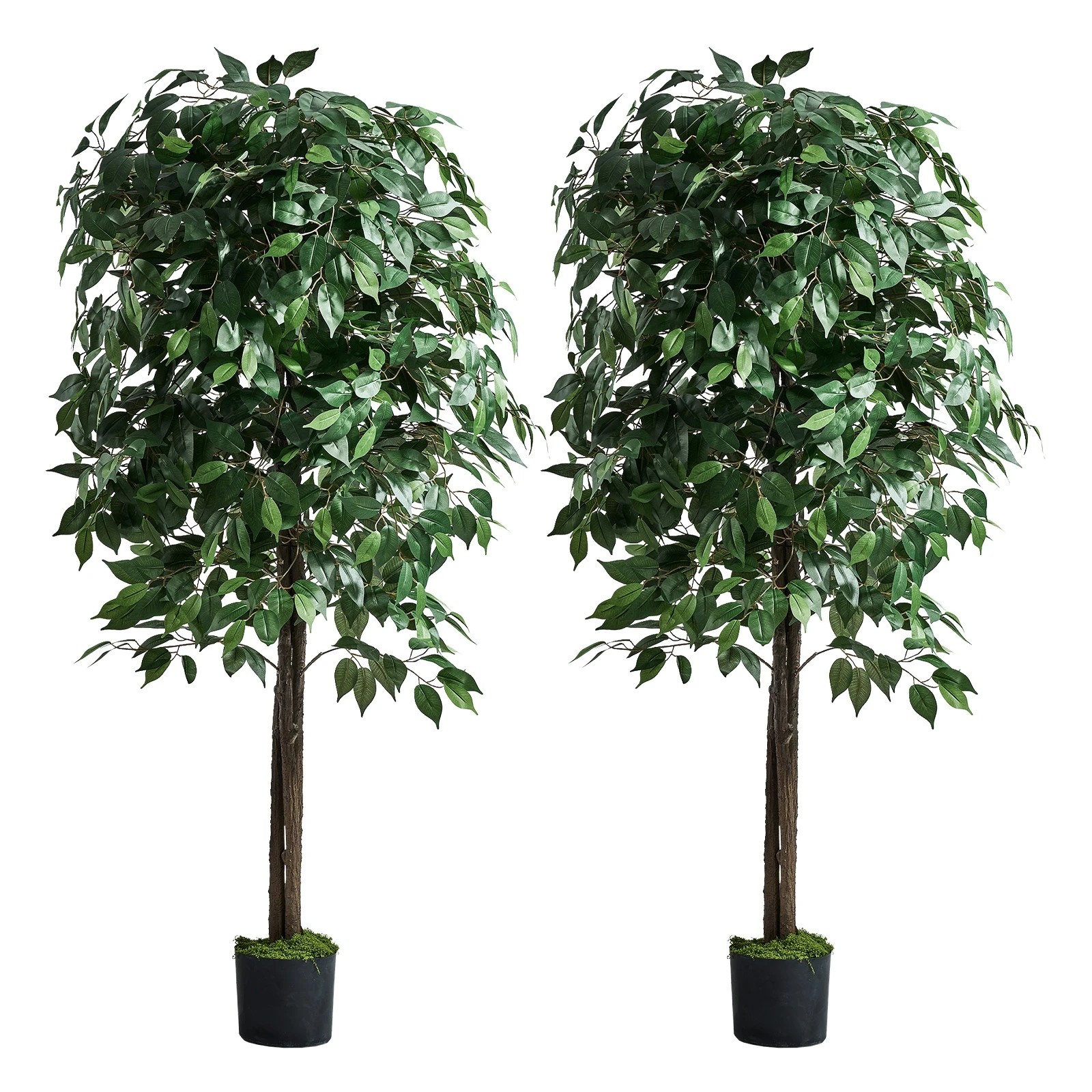 1 Livsip 2 Pack Artificial Ficus Tree Faux Potted Plant 180cm - Green, 1 of 10