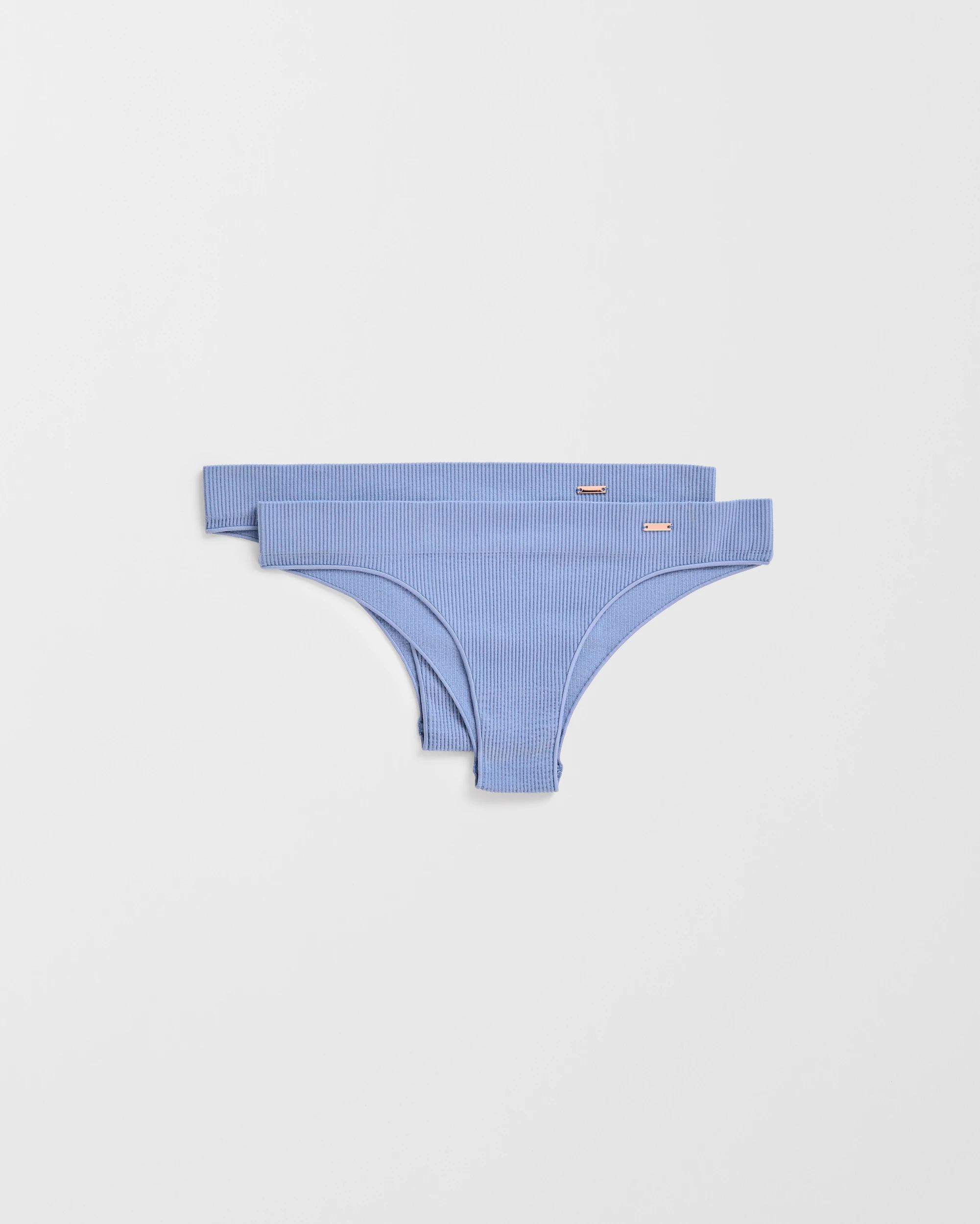 1 Lily Loves 2 Pack Rib Seamfree Brazilian Briefs COUNTRY BLUE, 1 of 6