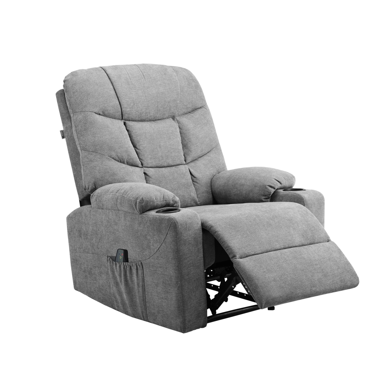 1 Oikiture Recliner Chair Electric Massage Chair Heated Polyester
 - Grey, 1 of 7