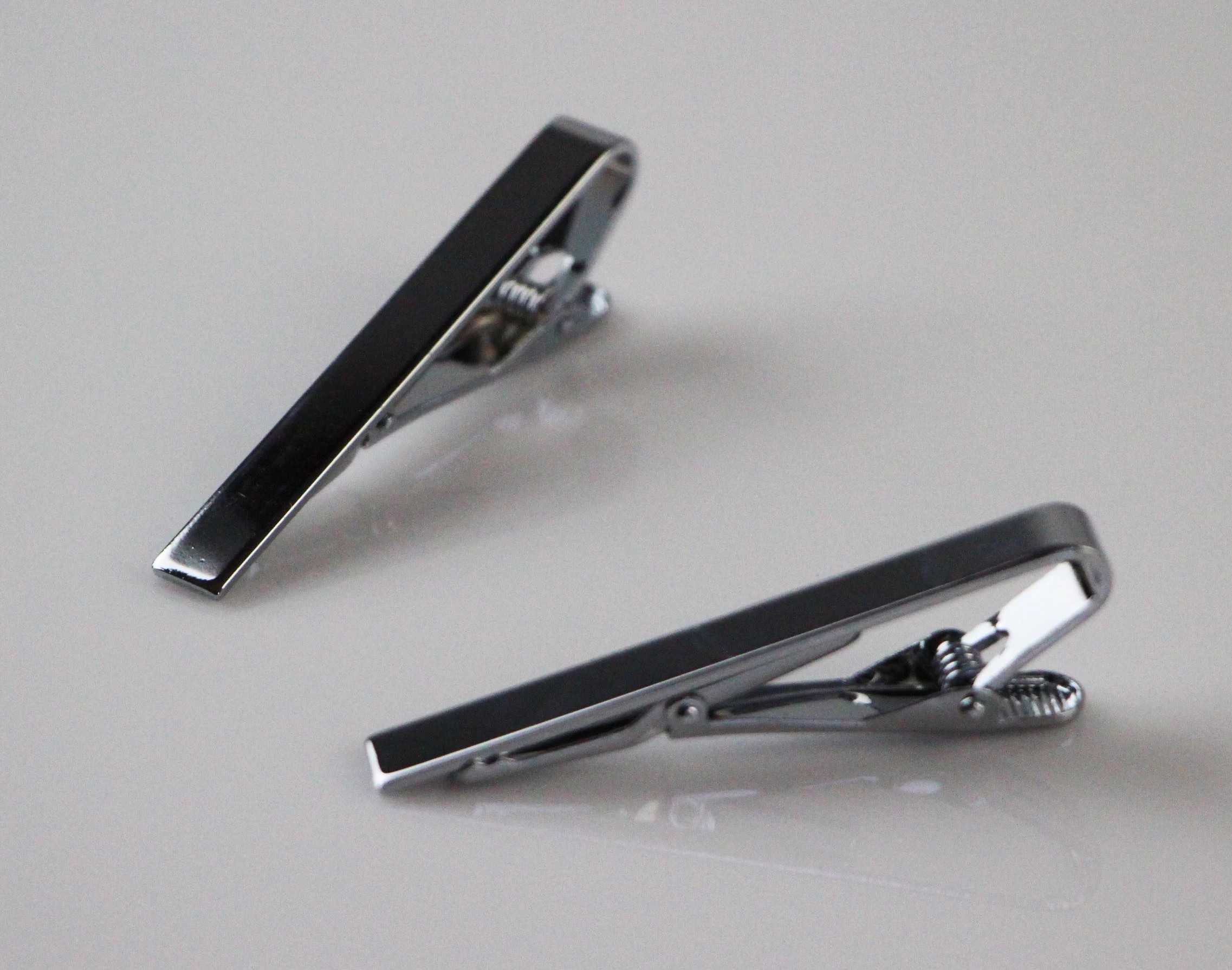 2 Zasel Mens Elegant Plain Tie Clip Clasp - Silver - Silver, 2 of 2