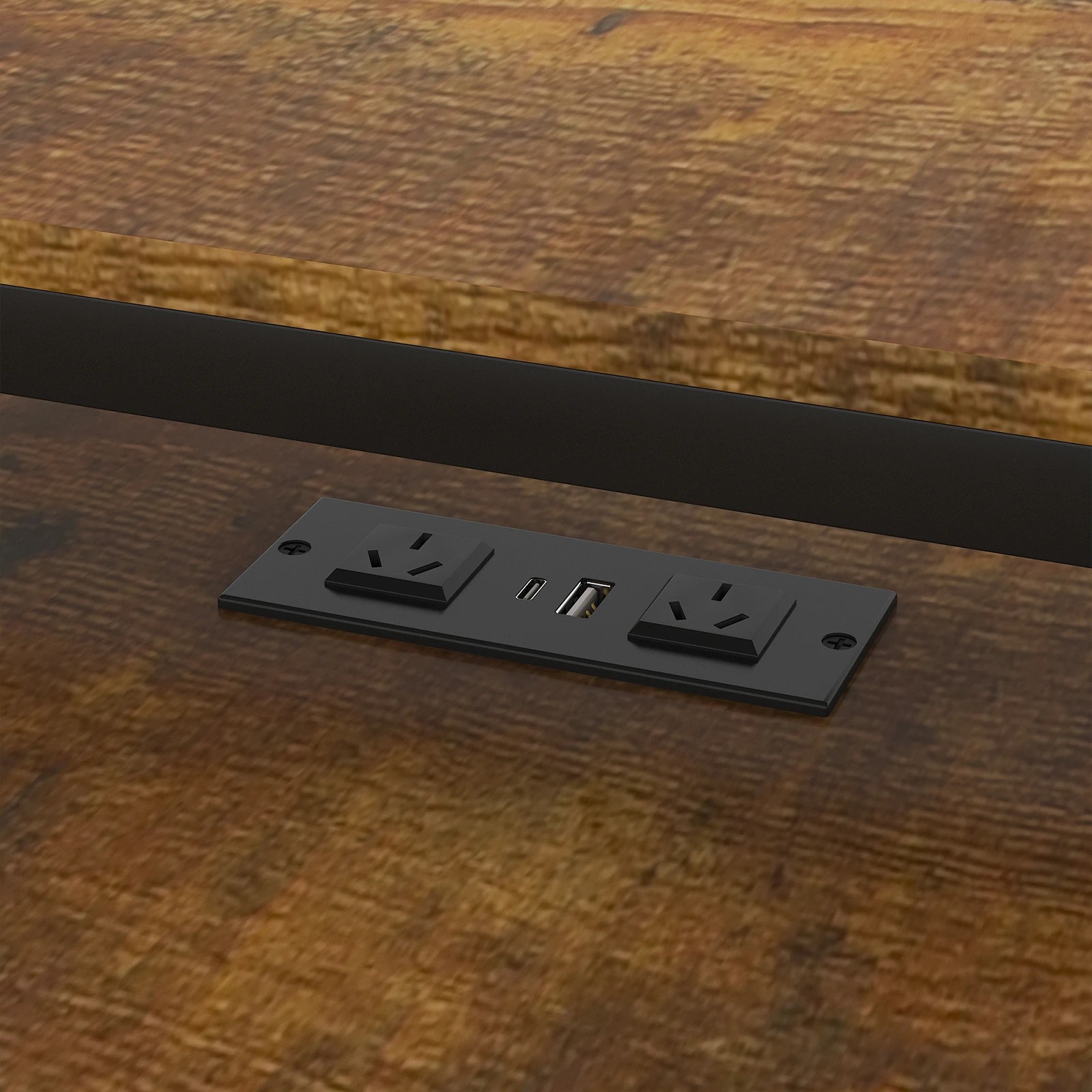 7 Advwin 165cm Reversible  Gaming Desk with LED Lights & Power Outlets - Brown, 7 of 10