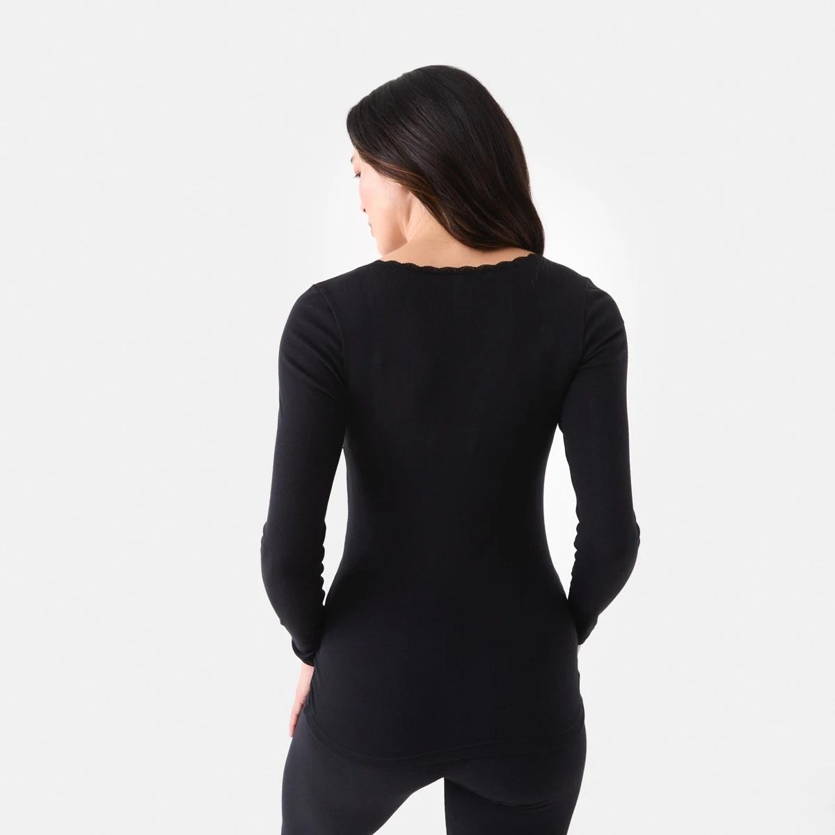 4 Pointelle Long Sleeve Top Black, 4 of 6