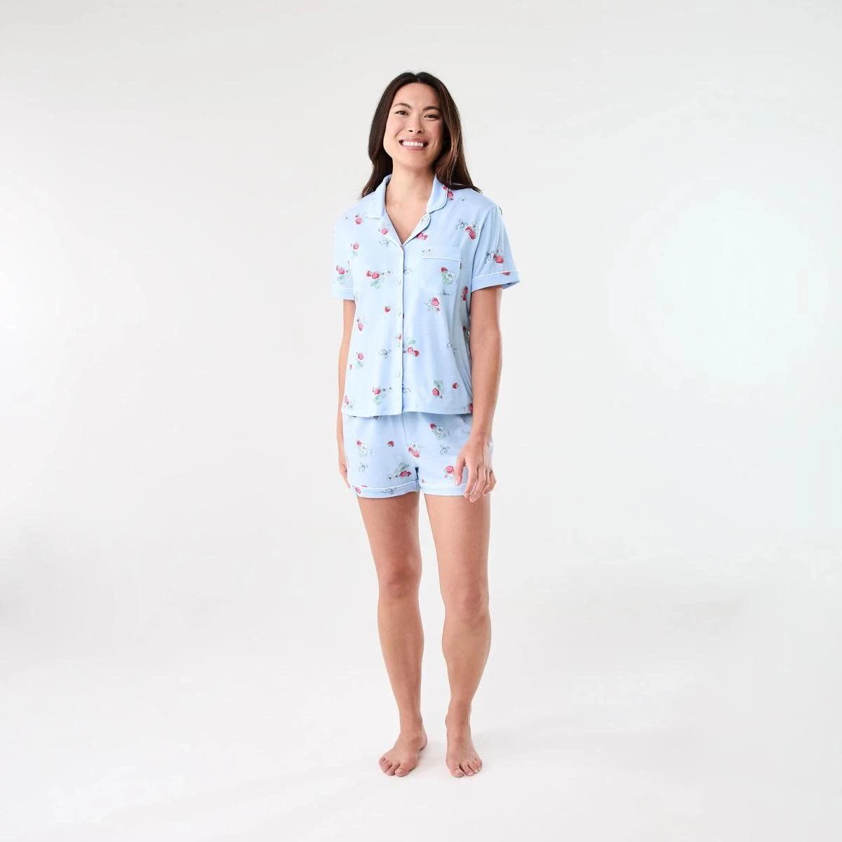 8 Short Sleeve Top and Shorts Comfort Pyjama Set HALO BERRY HALOGEN BLUE, 8 of 8