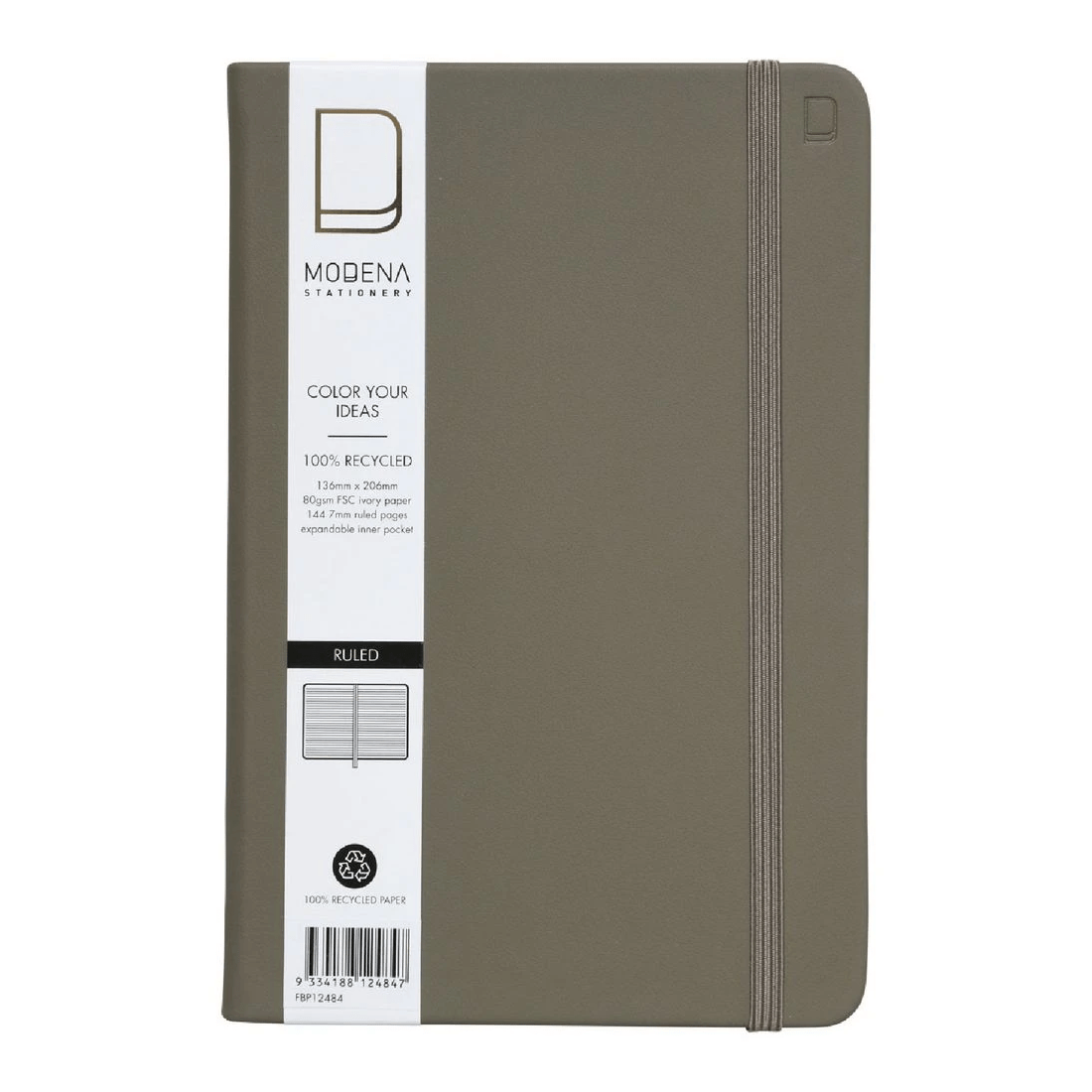 1 Modena A5 PU Ruled Notebook Olive, 1 of 5