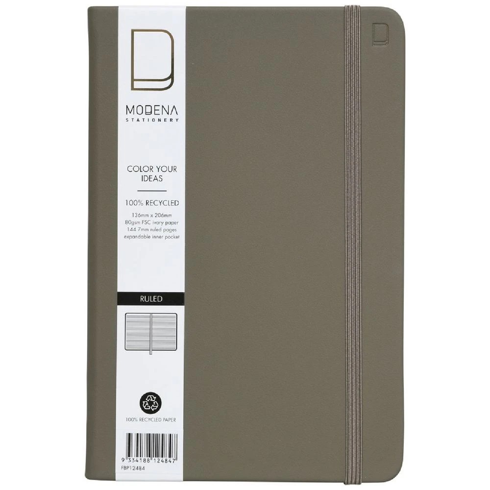 1 Modena A5 PU Ruled Notebook Olive, 1 of 5