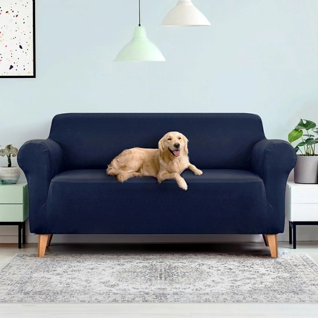 7 Artiss Sofa Cover Couch Covers 3 Seater Stretch - Blue, 7 of 7