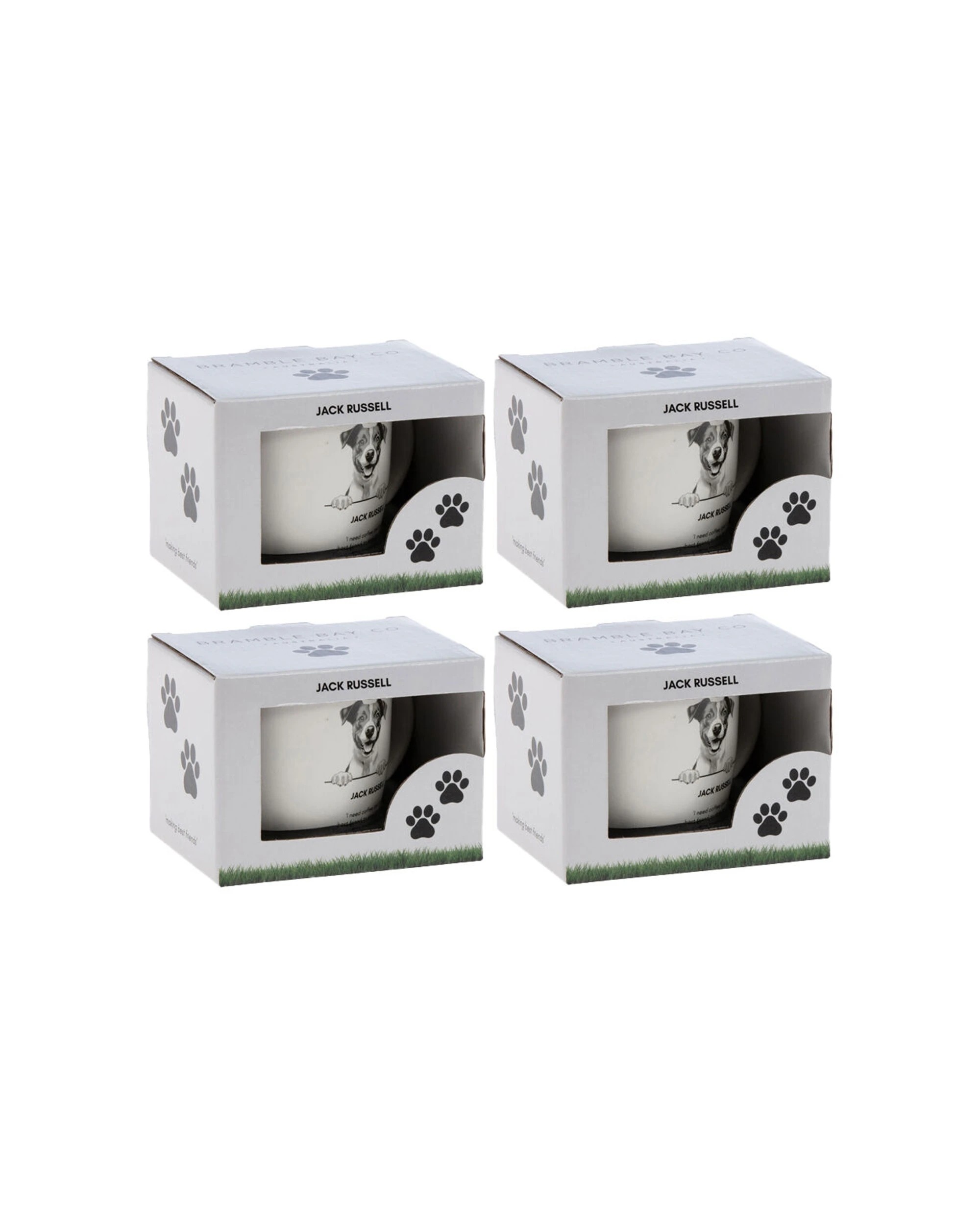 1 Bramble Bay 4PK Jack Russell Dog Print Novelty Coffee Mug Ceramic - White, 1 of 2
