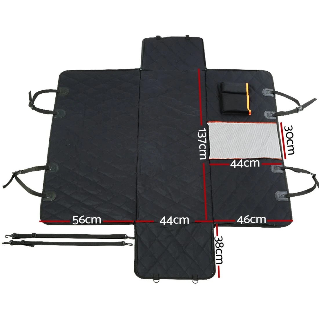 1 i.Pet Pet Car Seat Cover Dog Hammock Protector Back Waterproof Belt Non Slip Mat - Black, 1 of 6