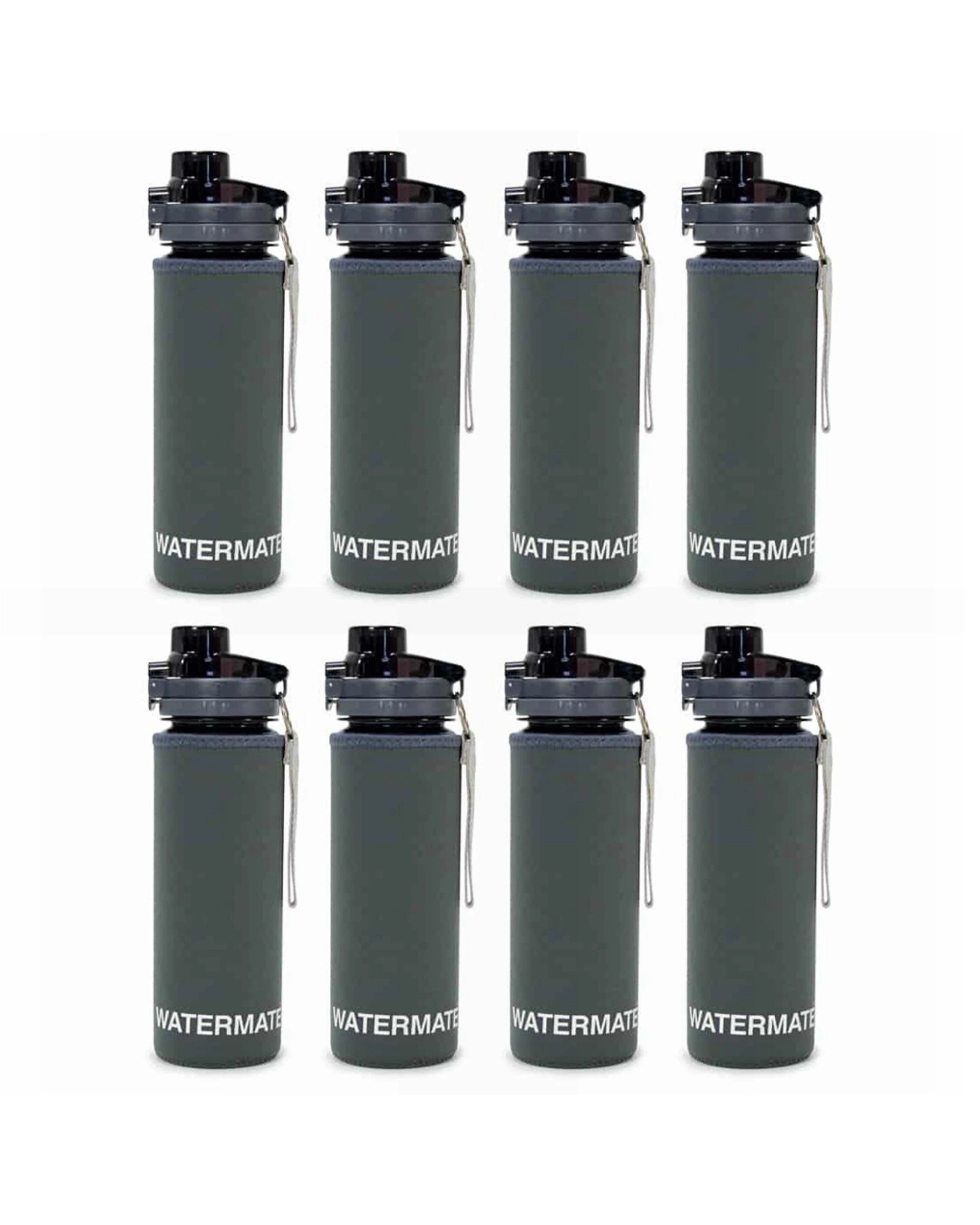 1 Annabel Trends Watermate Neoprene Drink Bottle Cover 8 Pack 550ml Insulated - Charcoal, 1 of 2