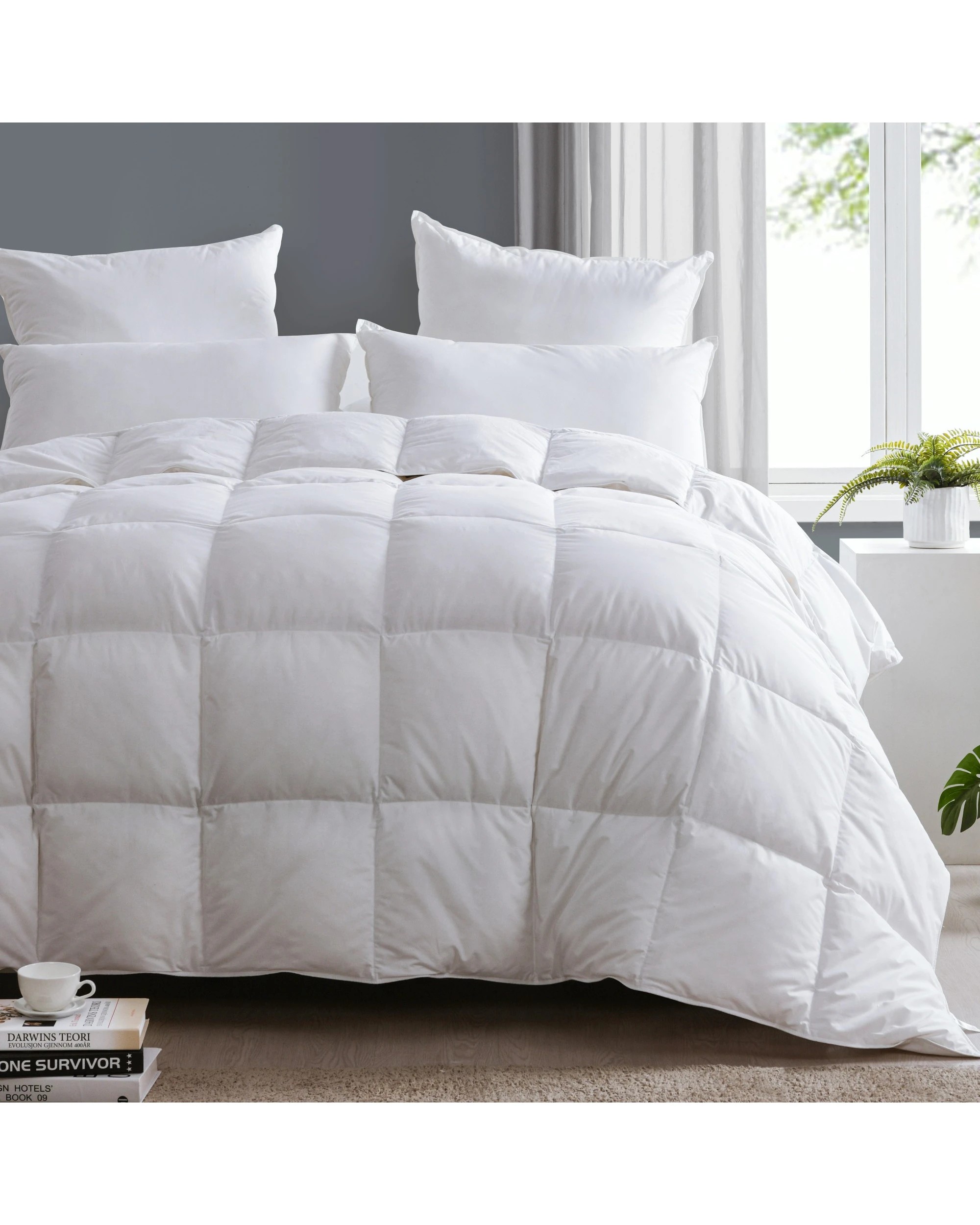1 Dreamaker 100% Goose Down Fibre Winterweight Quilt - Queen Bed - White, 1 of 4