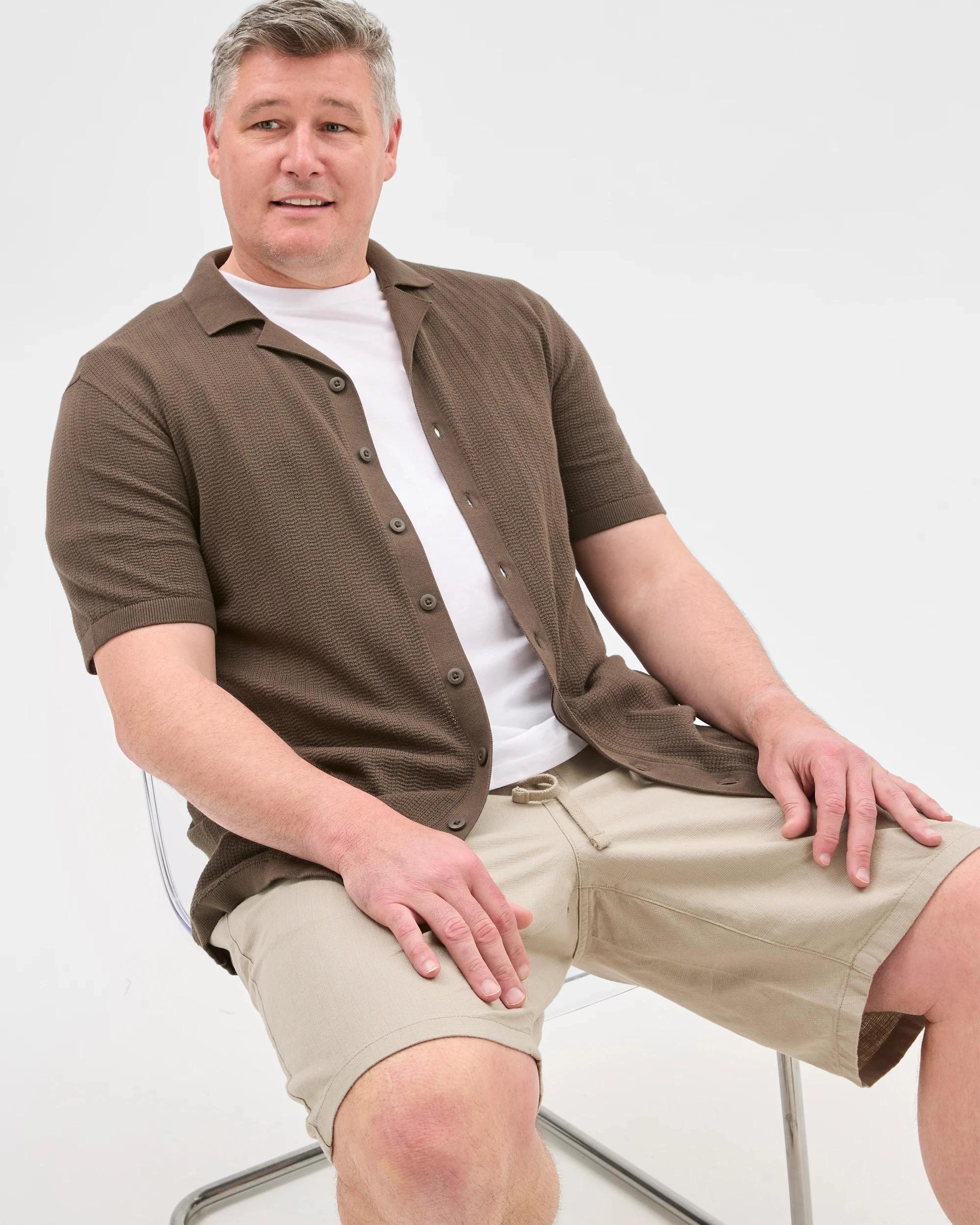 1 Target Plus Size Australian Cotton Knitted Shirt BLACK OLIVE, 1 of 6