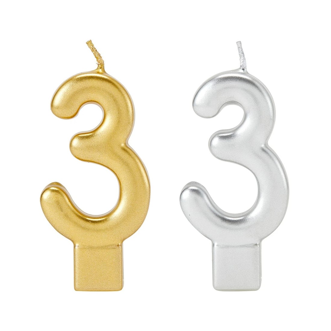 1 Metallic Candle Number 3 - Assorted, 1 of 6