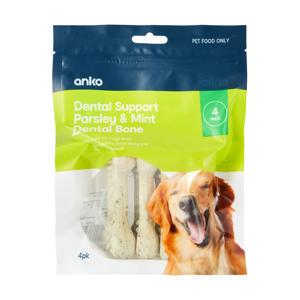 4 Pack Pet Treat Dental Bones Parsley and Mint - Large