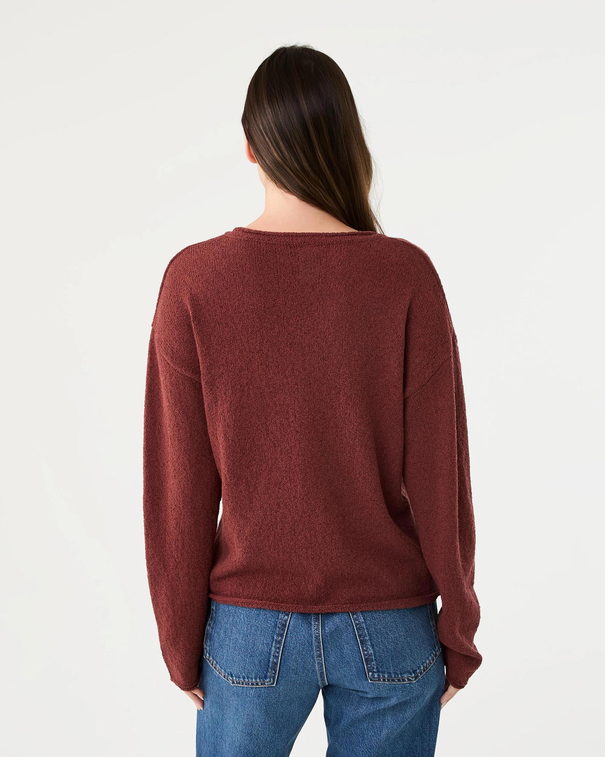 3 Lightweight V-Neck Jumper Burnt Rust, 3 of 7