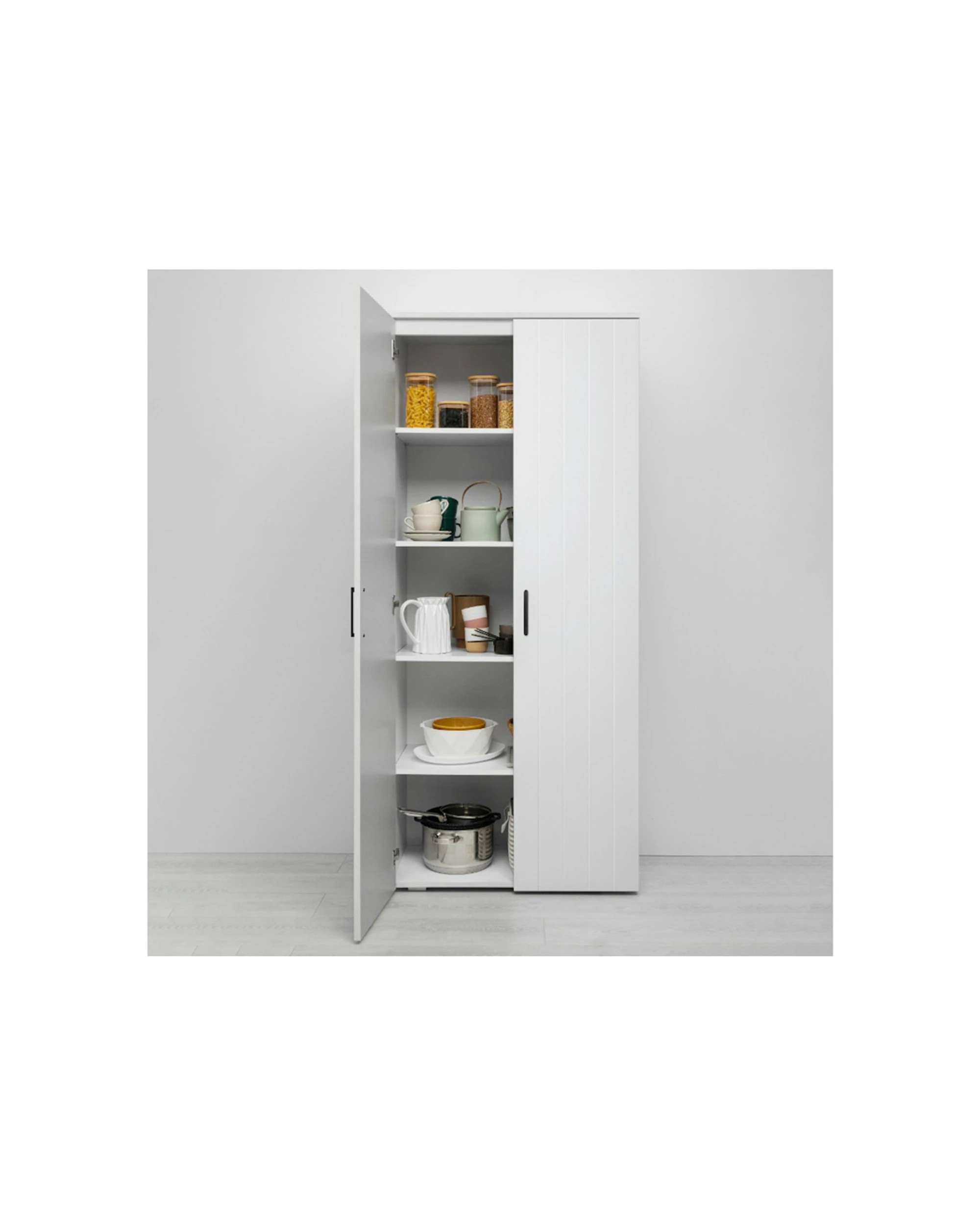 2 European Cabinetry Stockholm Storage Cupboard VJ Panel Scandi Handle - White, 2 of 3