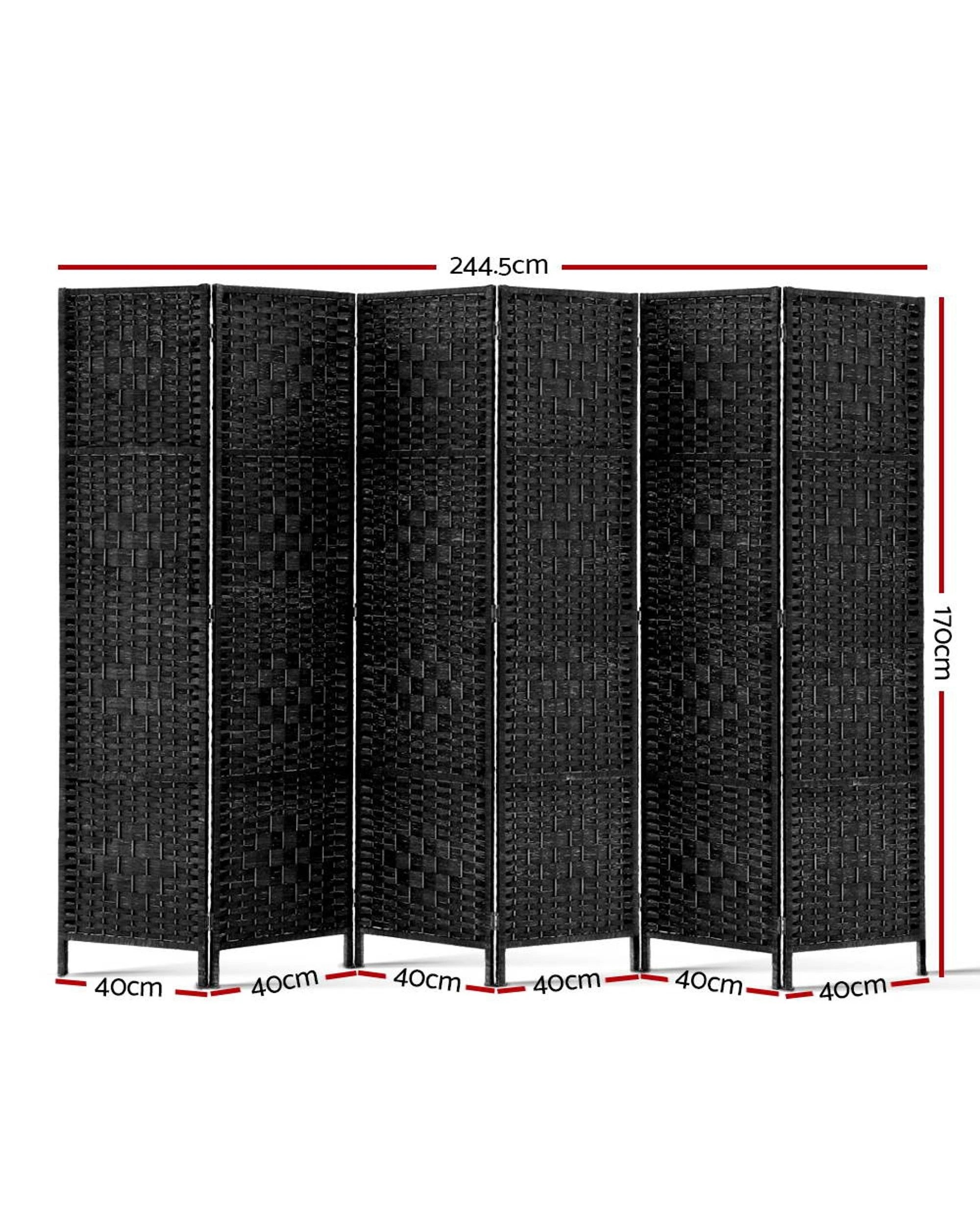 2 Artiss 6 Panel Room Divider Screen 245x170cm Woven - Black, 2 of 8