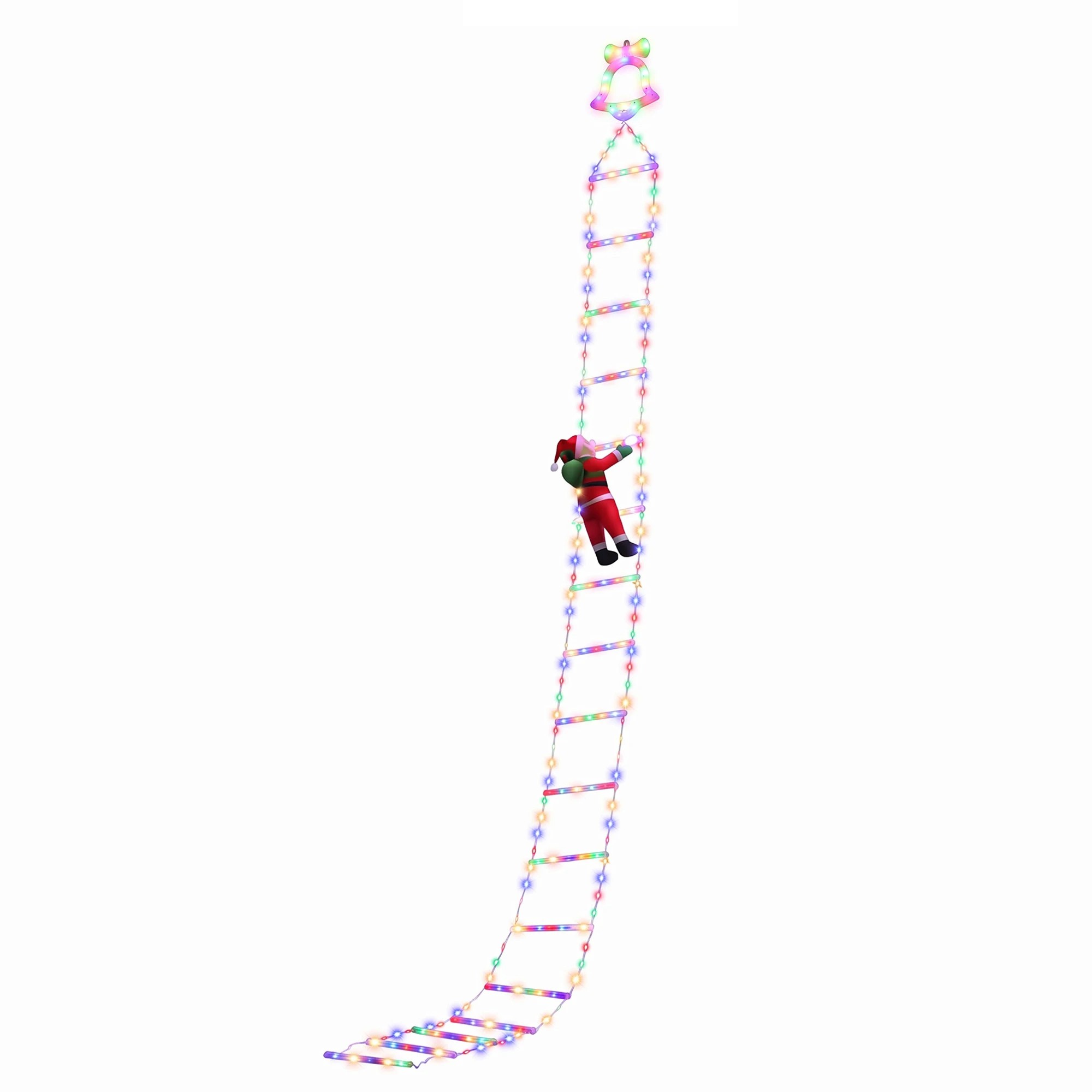 1 Jingle Jollys 3.5M Christmas Lights 300 LED Ladder Light with Santa Claus Decor - Multi, 1 of 9