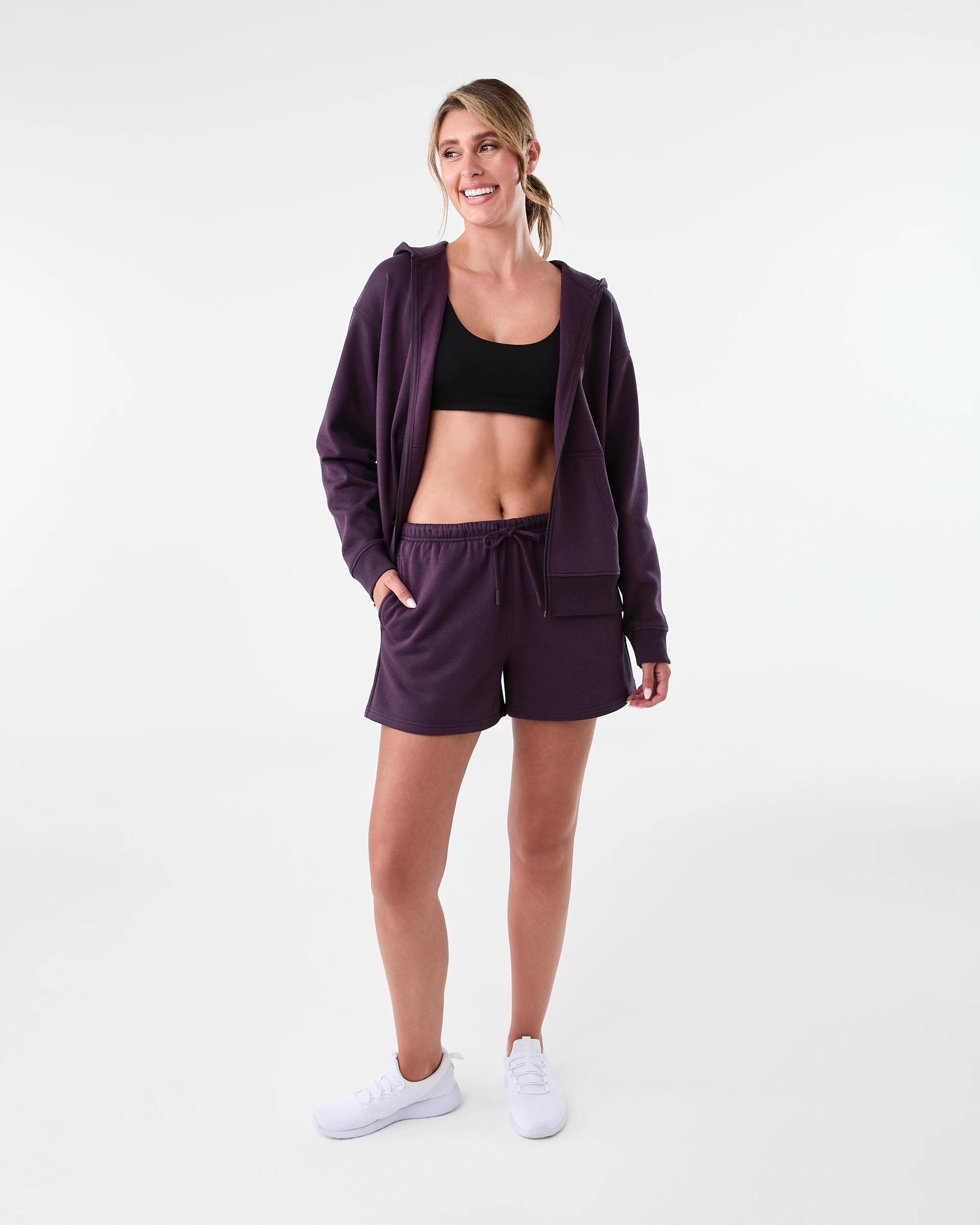 7 Active Womens Fleece Shorts Pur Raisin, 7 of 7