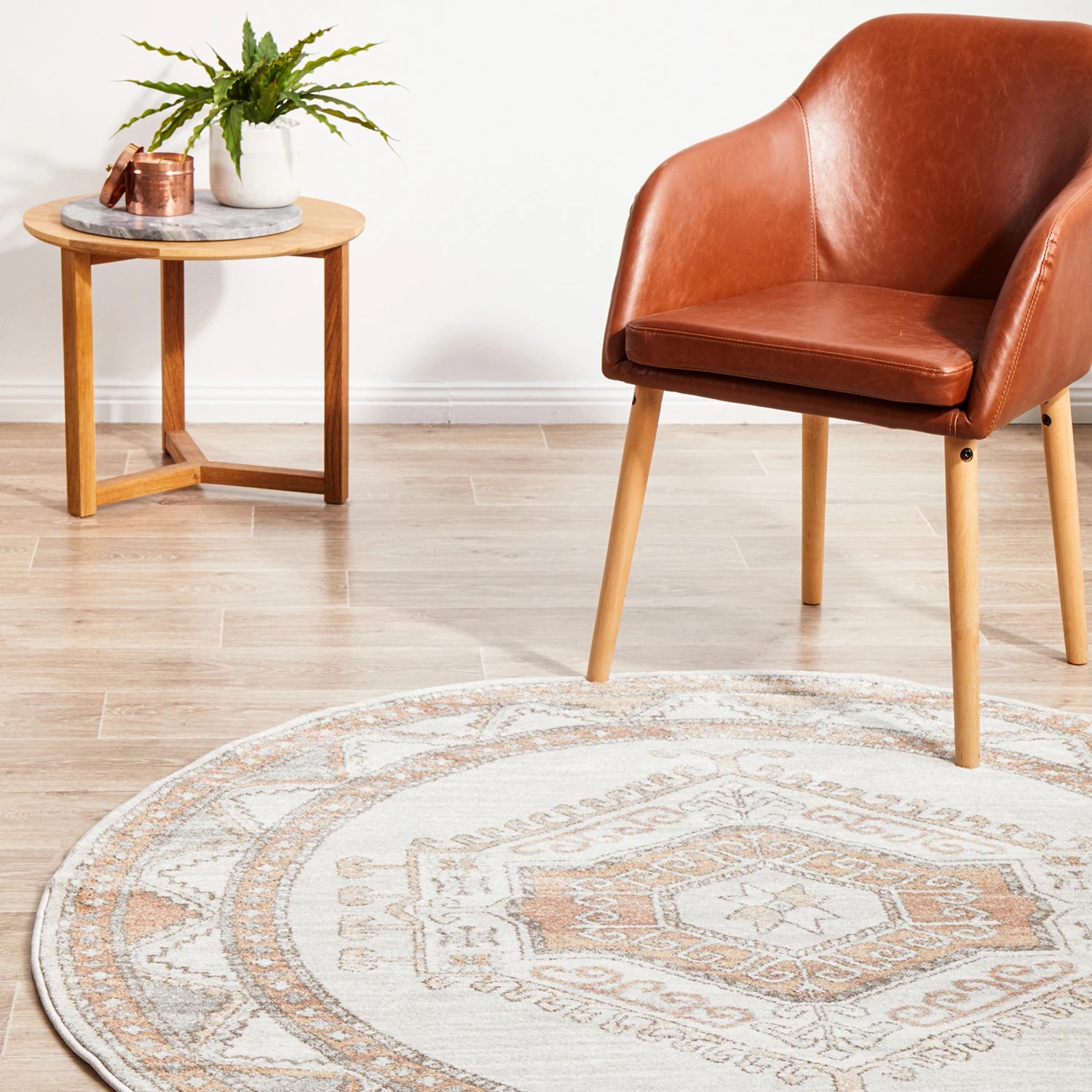 1 Common Ground Rugs Elite Caitlen 150x150cm - Small Round Power Loomed Pet Friendly Rug - Natural, 1 of 9