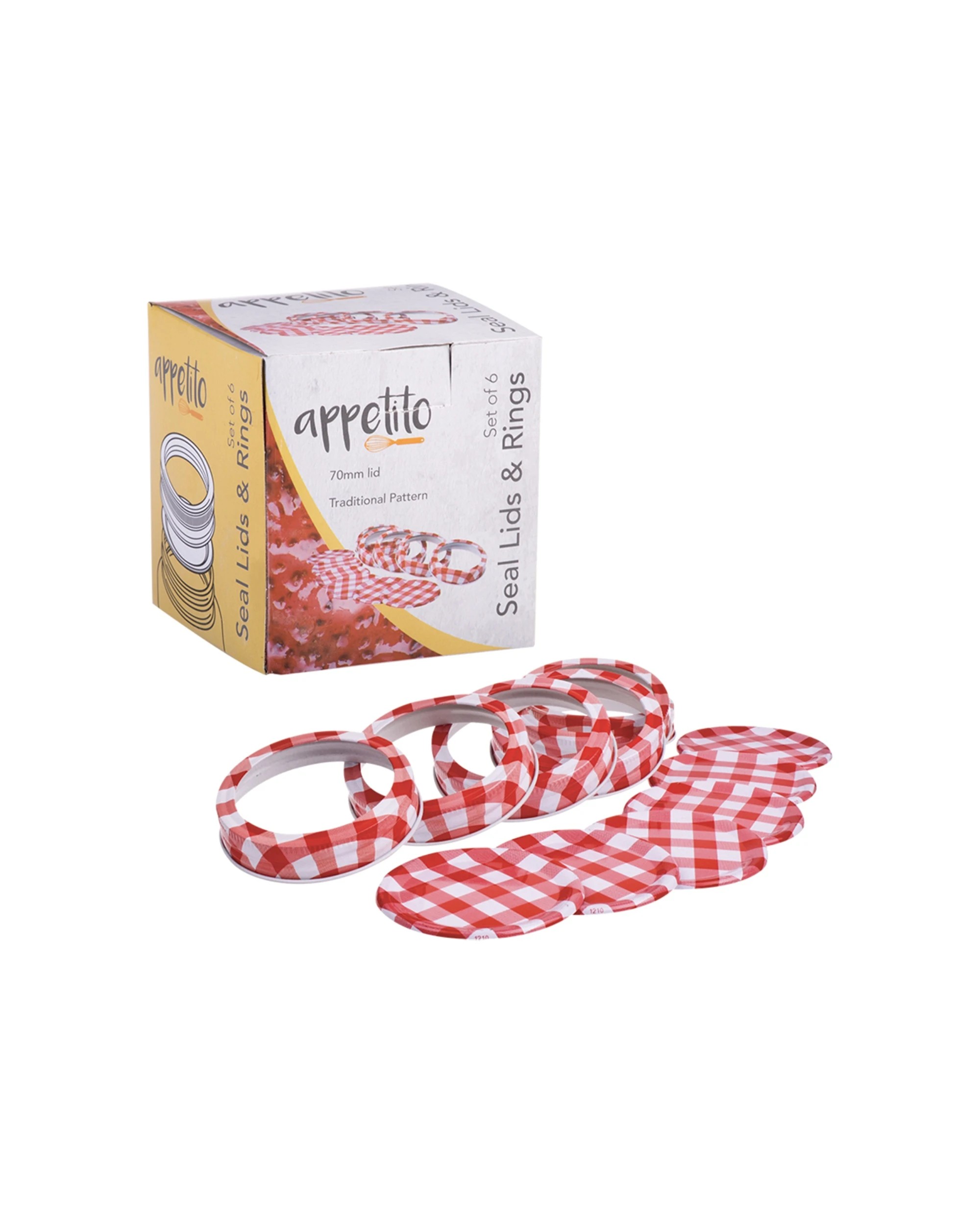 3 Appetito 6pc Home Kitchen Food Preserving Lids And Rings - Pattern, 3 of 3