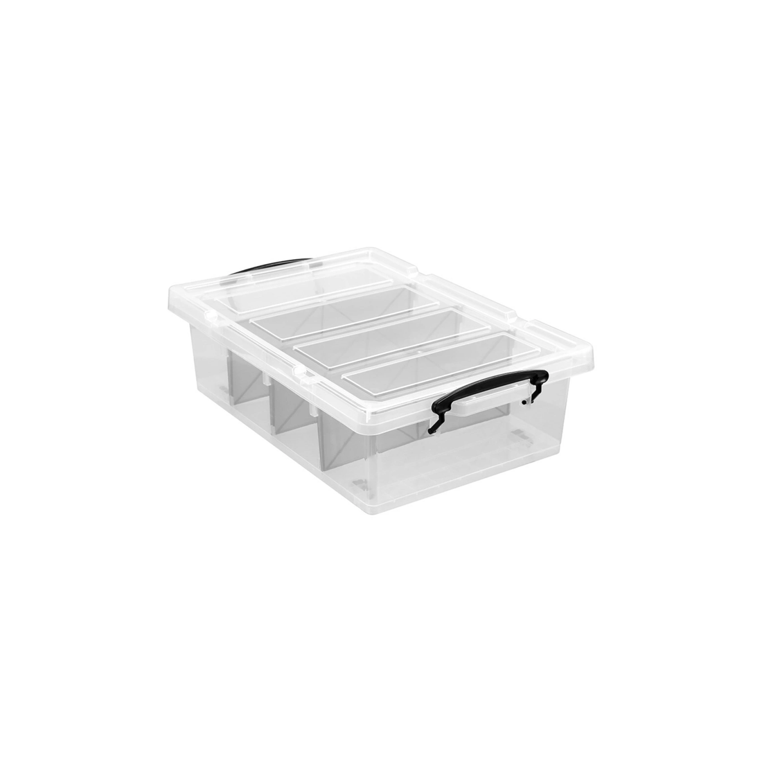 2 Boxsweden 4 Section Storage Container 57x38cm 25l Clip Lock Lid Stackable
 - Clear, 2 of 5