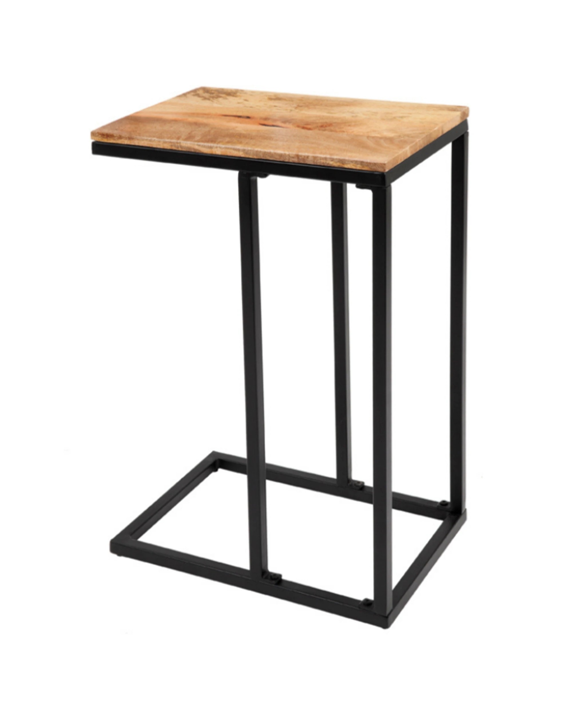 Fab Habitat Bhumi C Shaped Mango Wood Side Table With Powder Coated ...