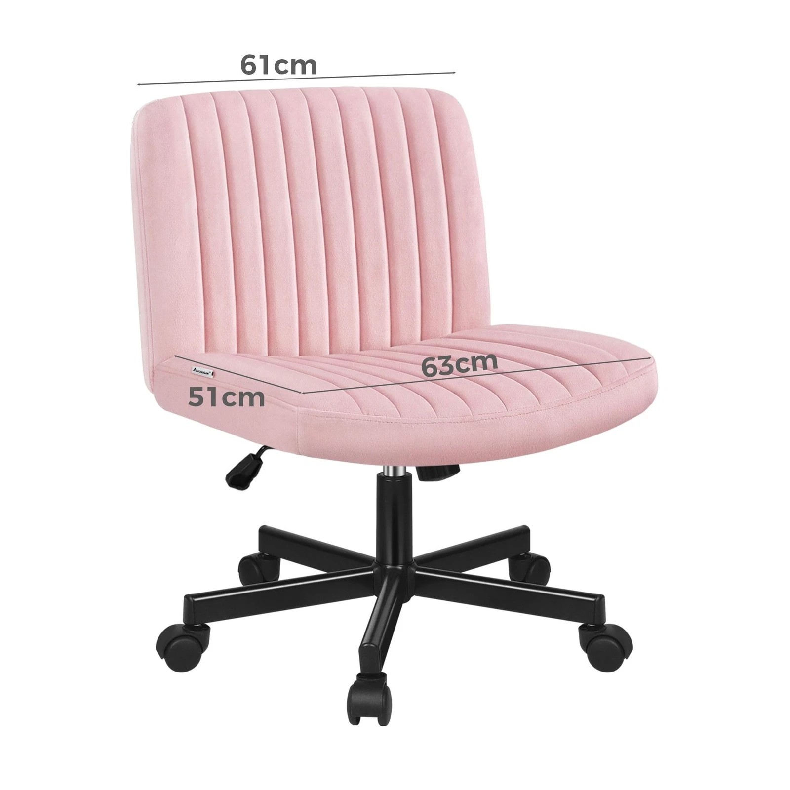 8 Alfordson Office Desk Chair Computer Armless Wide Seat Mid Back Velvet - Pink, 8 of 9