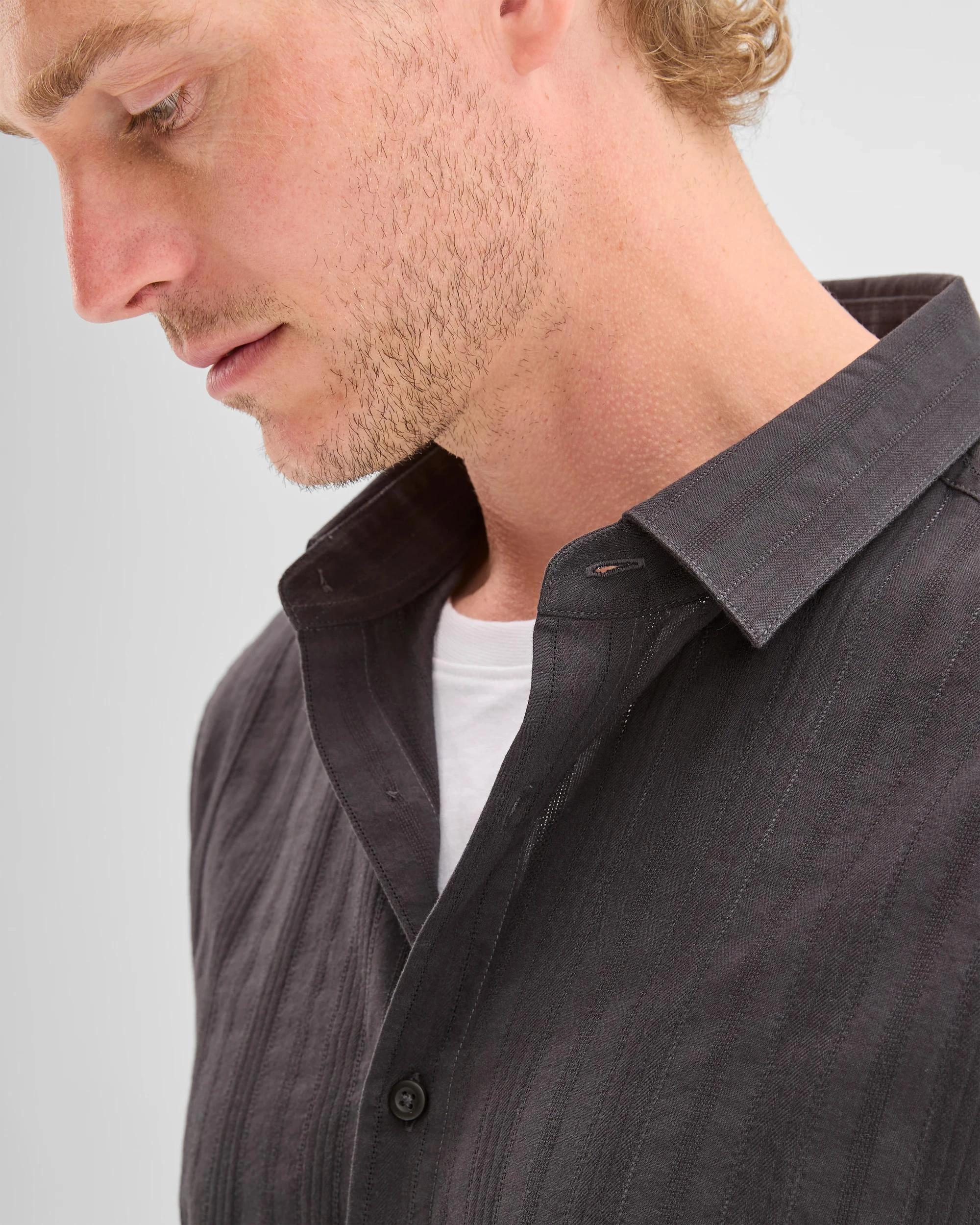 6 Target Man Australian Cotton Short Sleeve Textured Shirt BLACK, 6 of 6