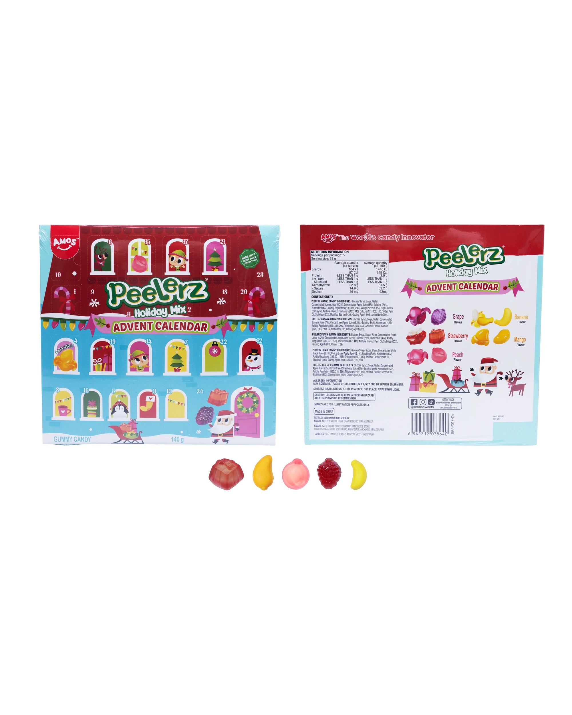 Amos Peelerz Holiday Mix Advent Calendar 140g - Kmart