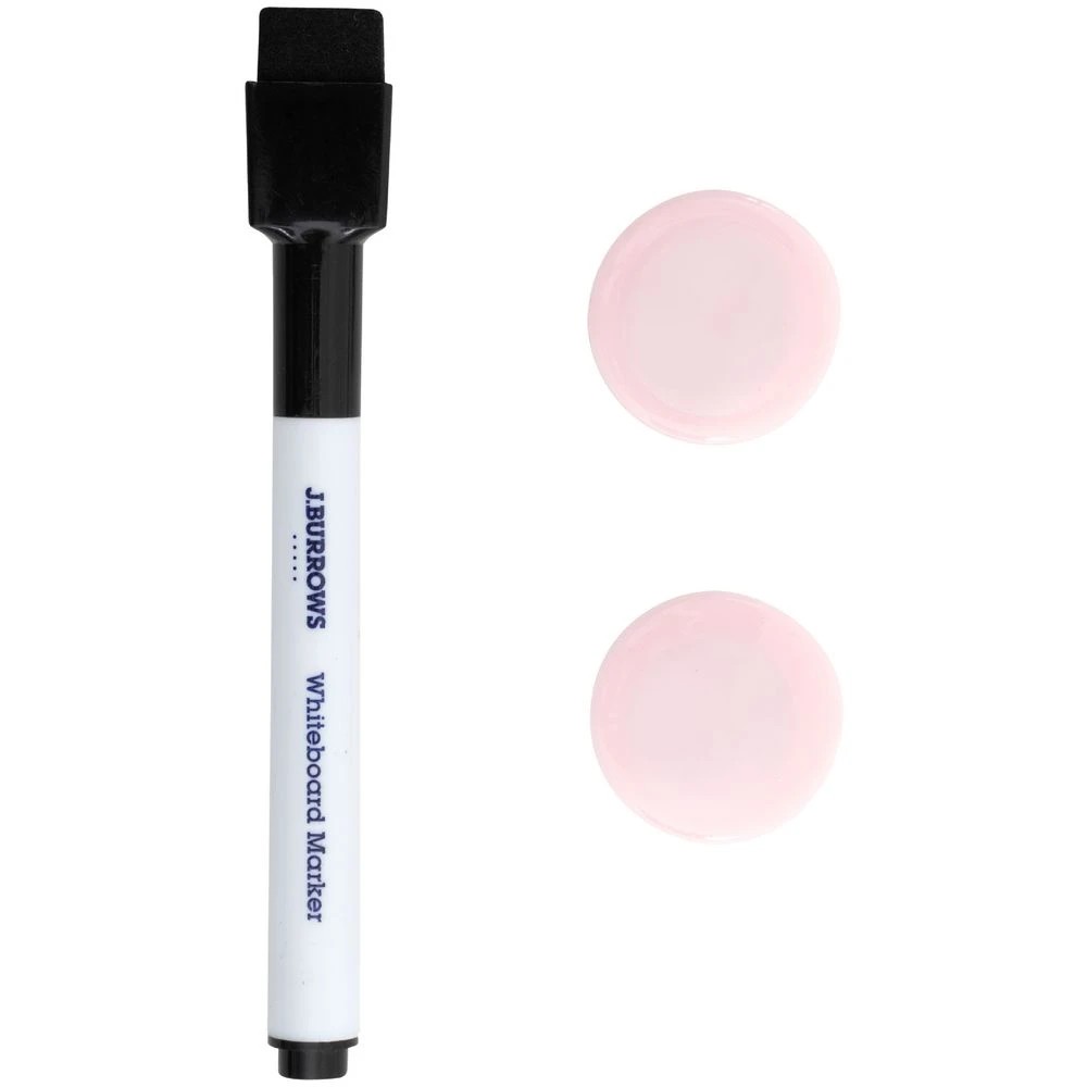 6 J.Burrows Magnetic Whiteboard 430 x 580mm Pink Frame, 6 of 7