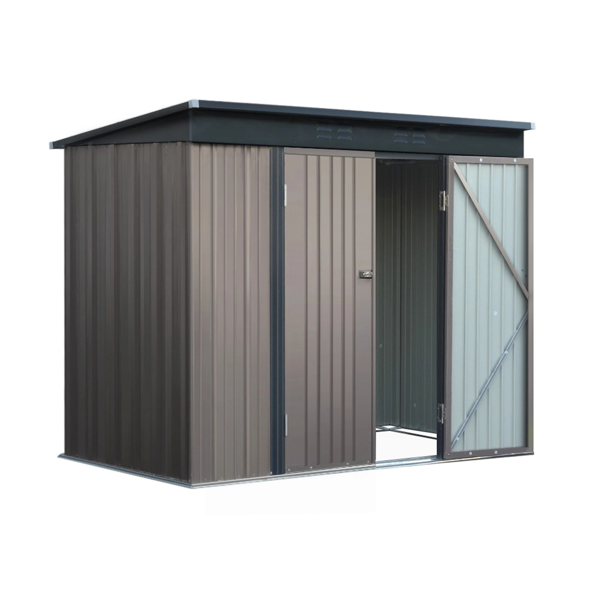 1 Giantz Garden Shed Outdoor Storage Tool Metal Workshop Shelter Doors - Brown, 1 of 7