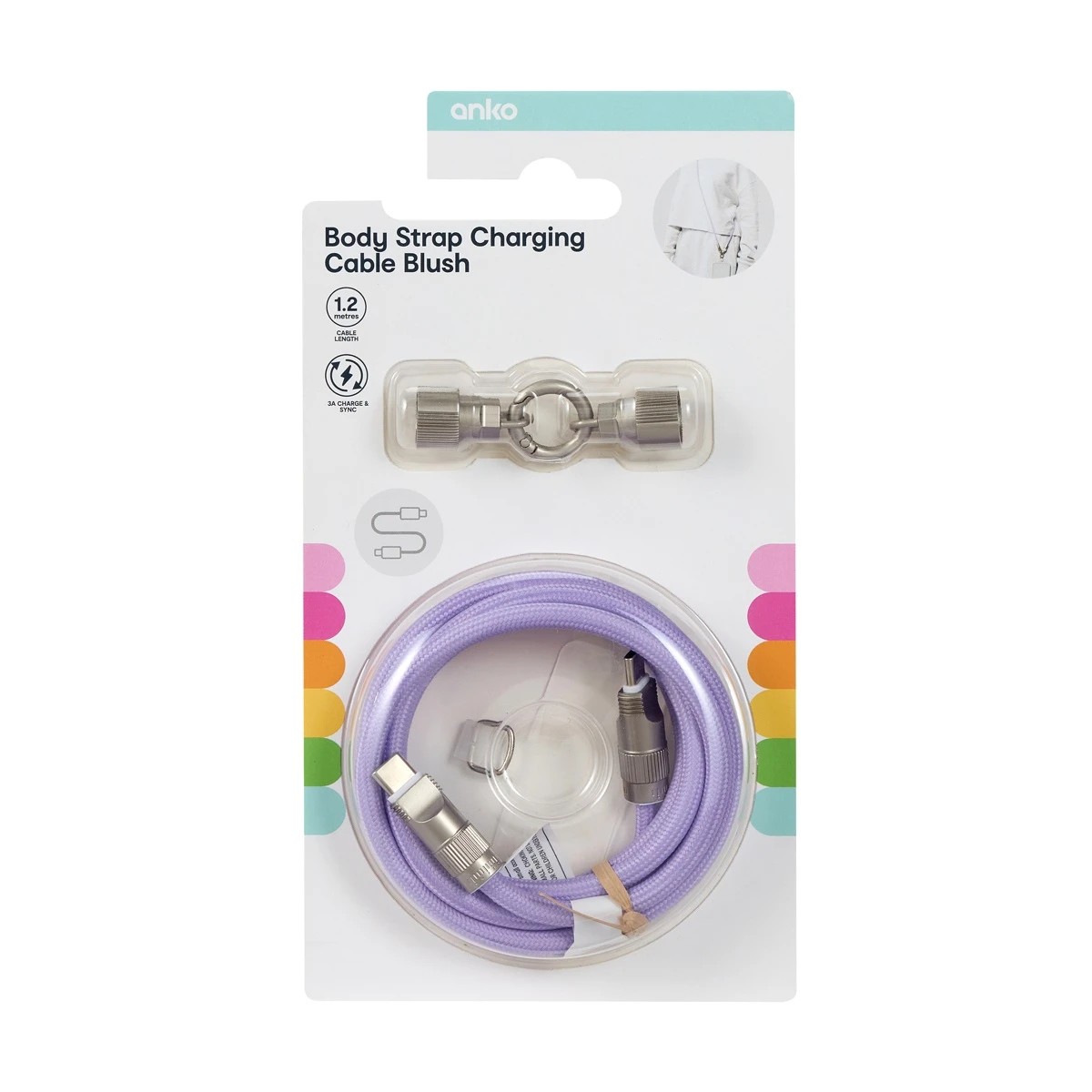9 Body Strap Charging Cable - Lavender, 9 of 9