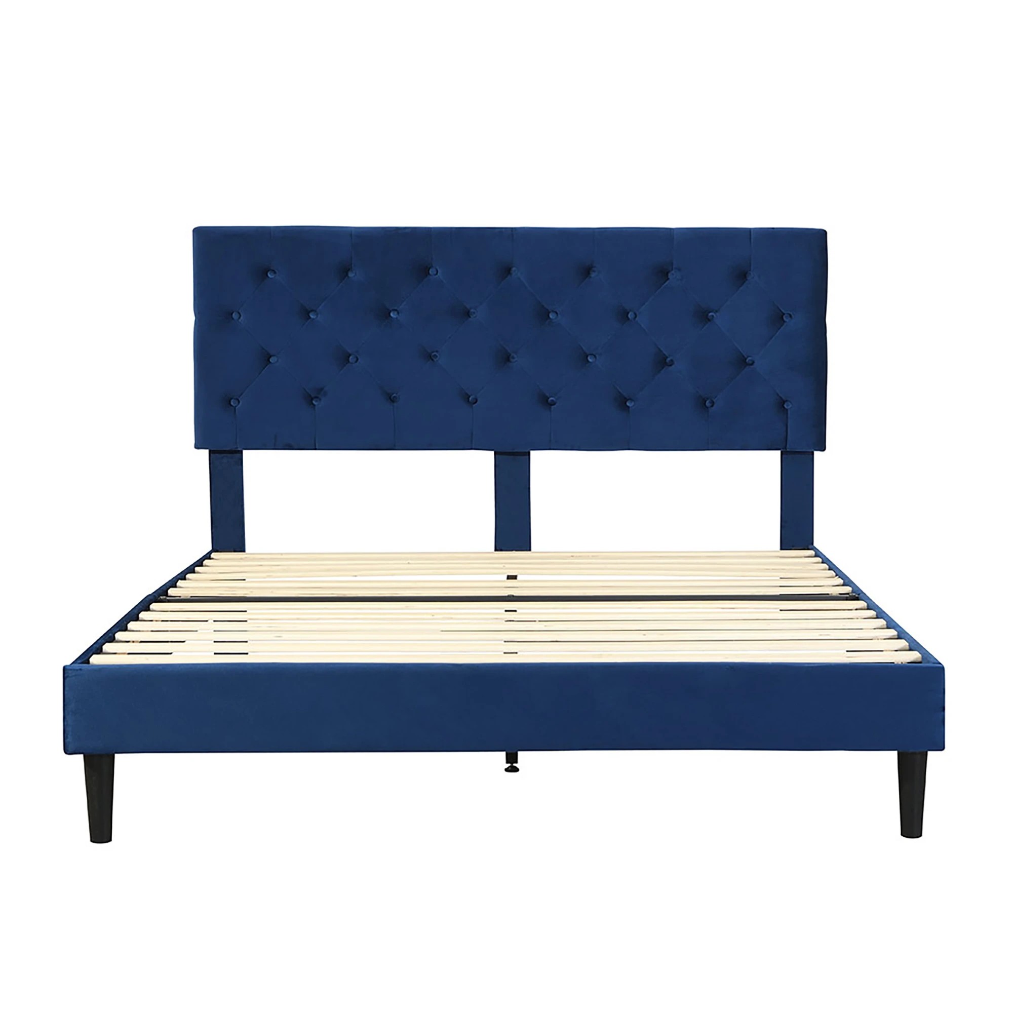 2 Levede Queen Bed Frame Velvet - Blue, 2 of 6