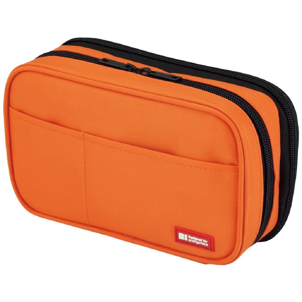 1 Lihit Lab Double Zip Mutli Compartment Pencil Case Orange, 1 of 5