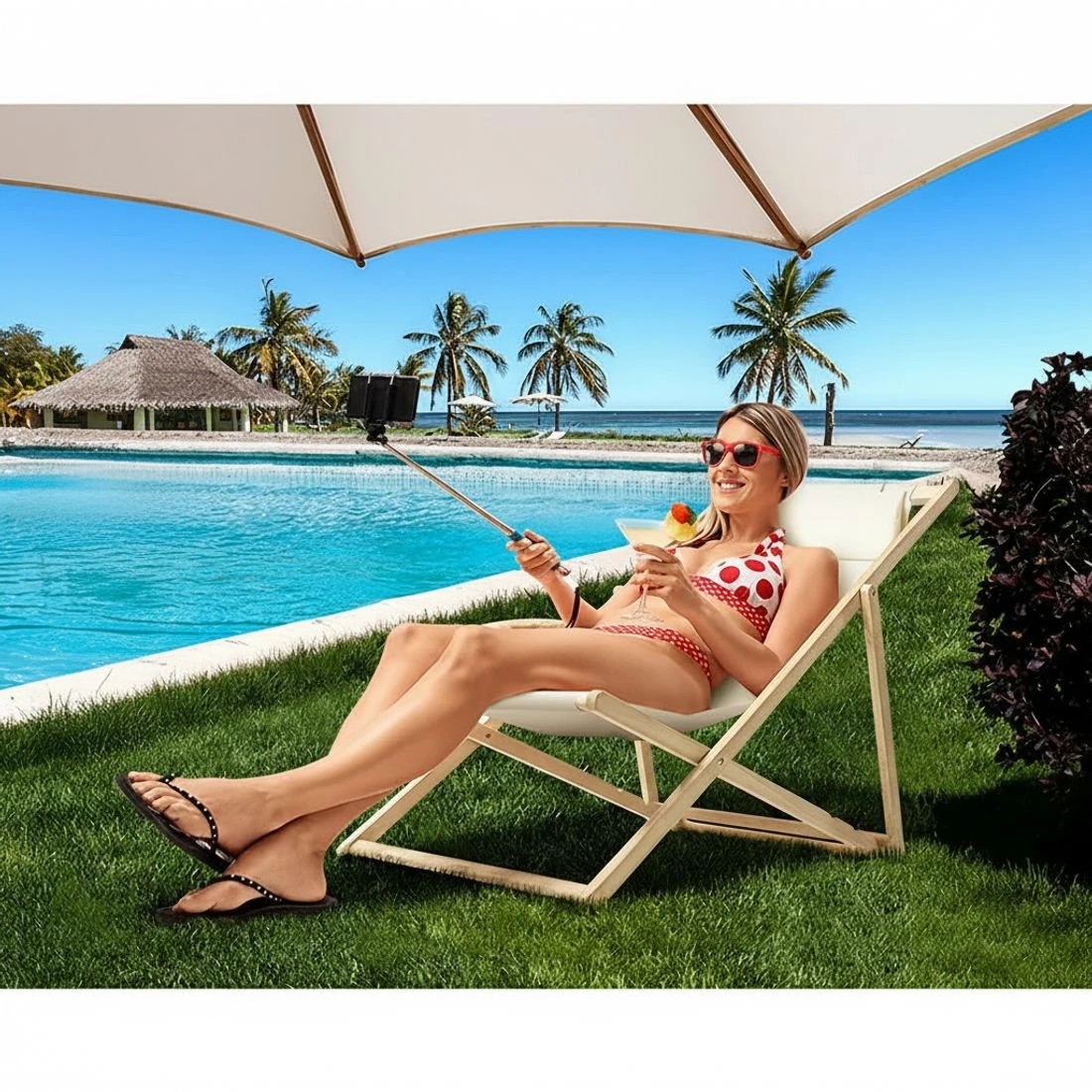 3 Gardeon Outdoor Deck Chair Wooden Sun Lounge Folding Beach Patio Furniture - Beige, 3 of 8