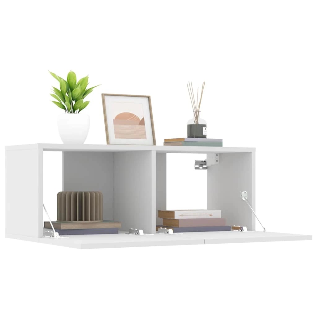 8 vidaXL Modern Lowboard Storage Cabinet for Living Room Wall-Mountable - White, 8 of 9